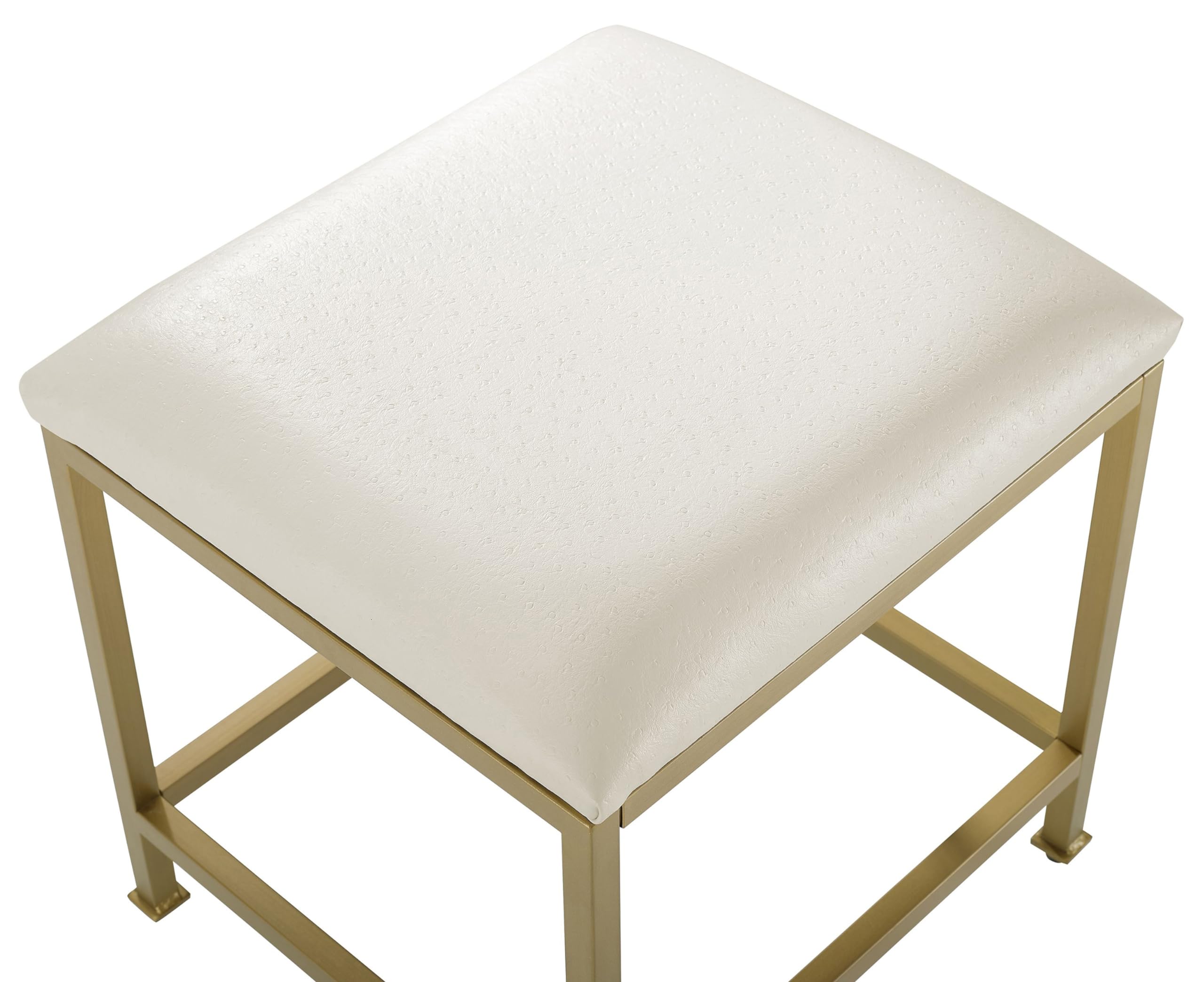 Crosley Furniture Aimee Makeup Vanity Chair with Upholstered Seat, Gold - Image 3