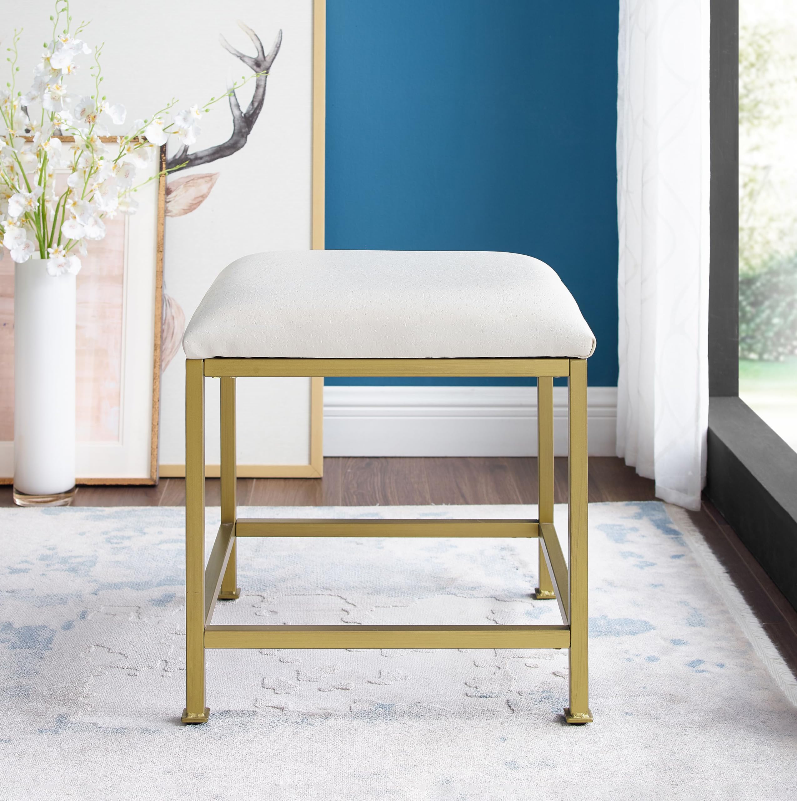 Crosley Furniture Aimee Makeup Vanity Chair with Upholstered Seat, Gold - Image 6