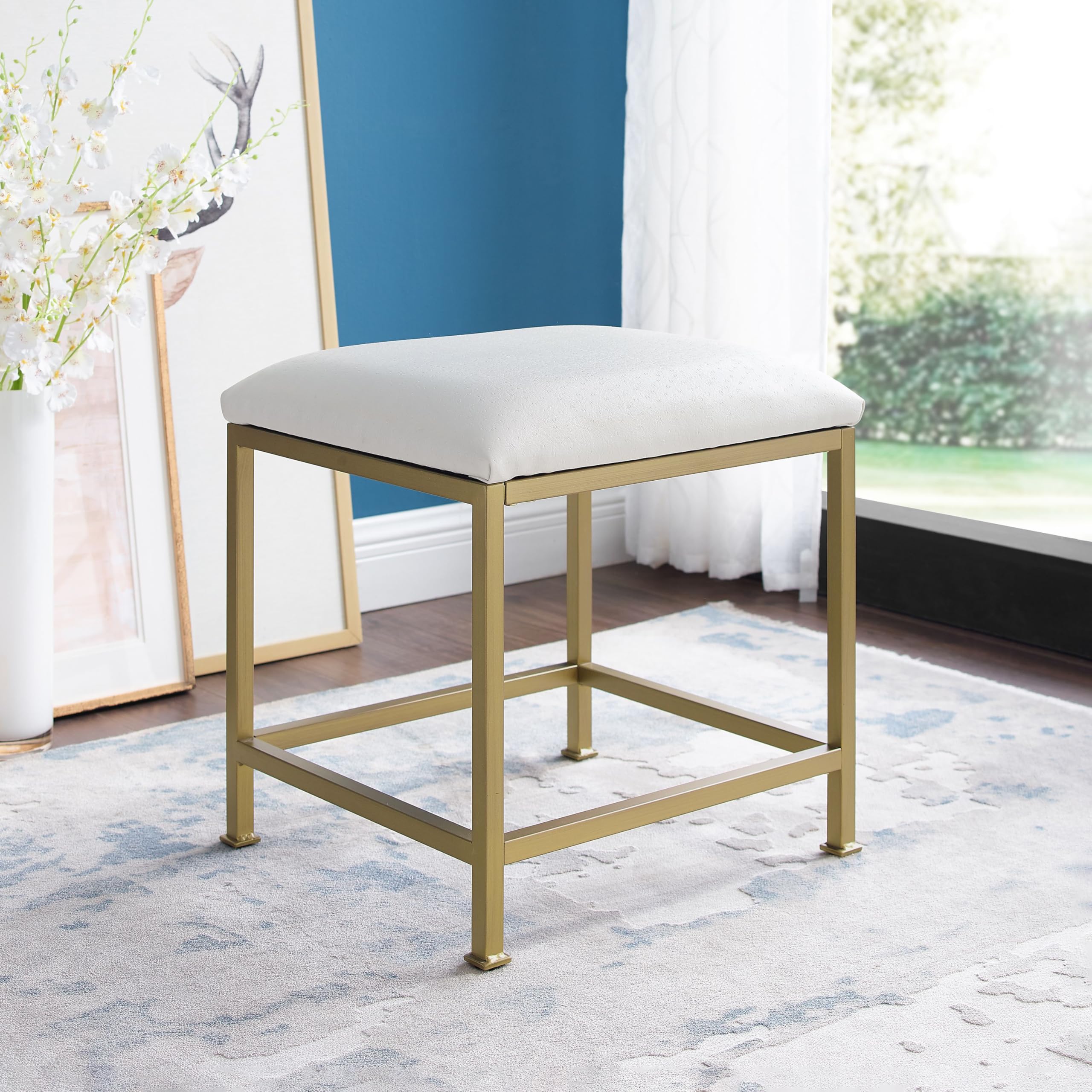 Crosley Furniture Aimee Makeup Vanity Chair with Upholstered Seat, Gold - Image 7