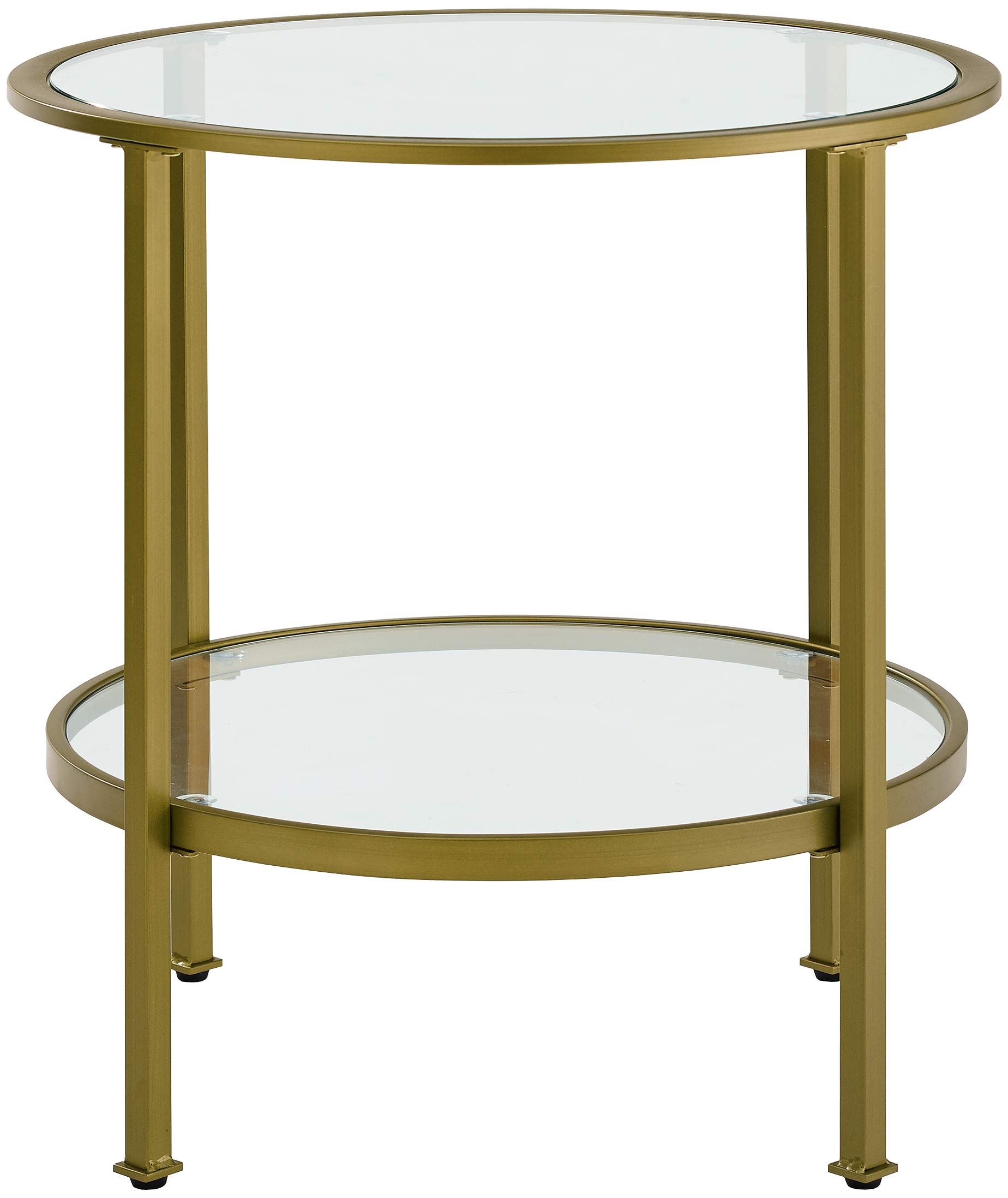 Crosley Furniture Aimee Small Side End Table with Storage Shelf for Living Room, Gold and Glass - Image 4