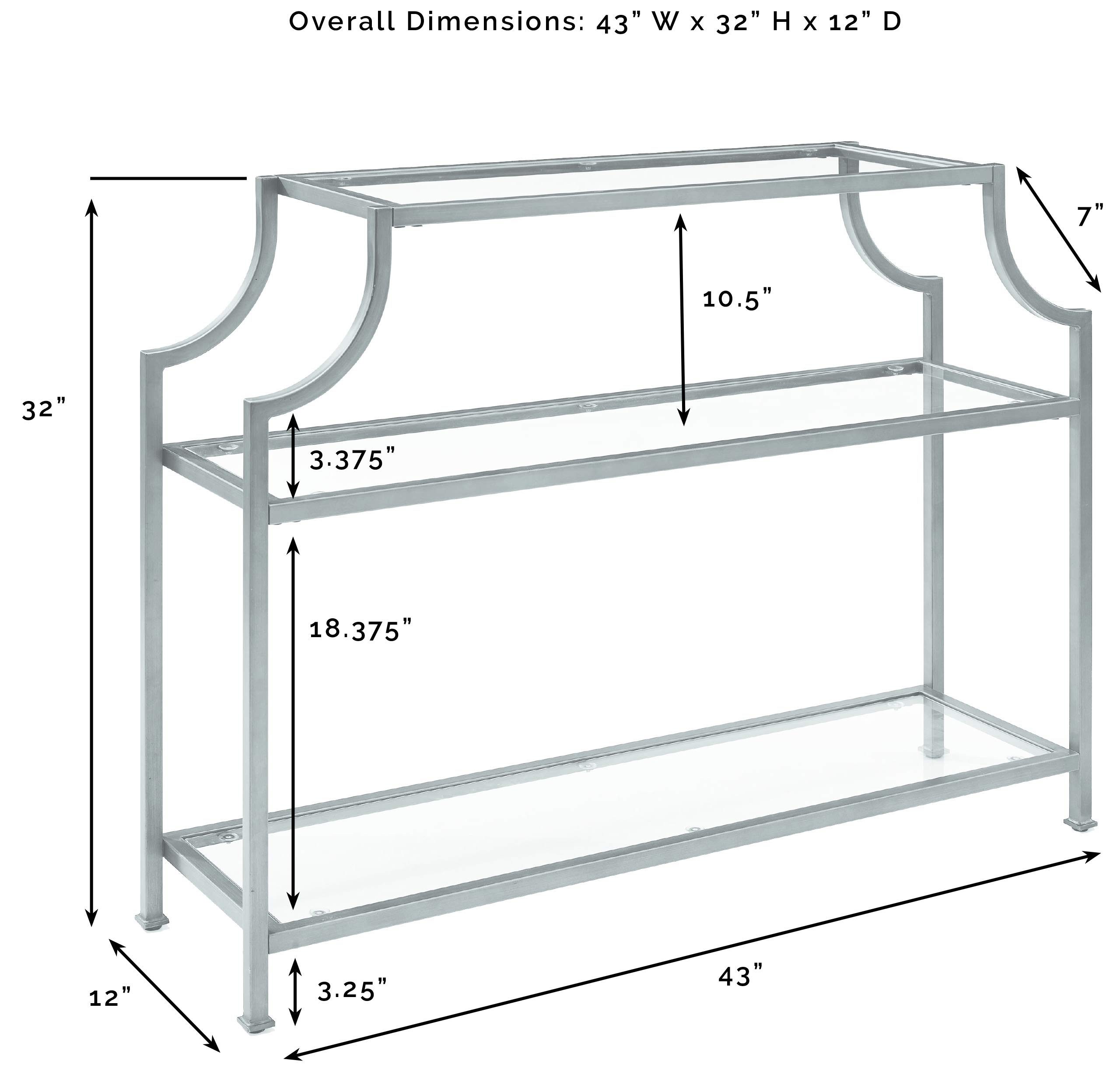 Crosley Furniture Aimee Sofa Console Table with Storage Shelves for Hall, Entryway, or Living Room, Gold and Glass - Image 3