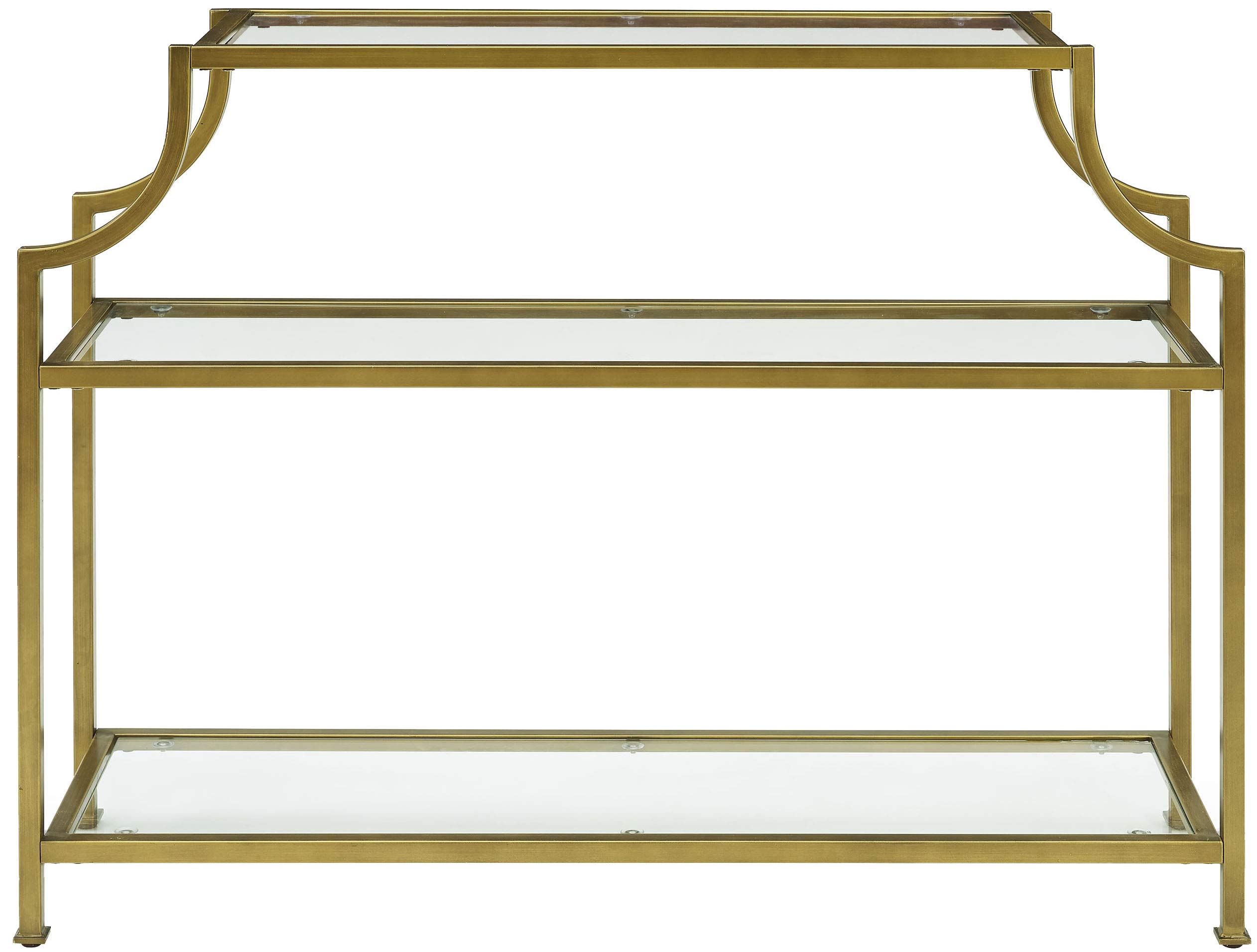 Crosley Furniture Aimee Sofa Console Table with Storage Shelves for Hall, Entryway, or Living Room, Gold and Glass - Image 4
