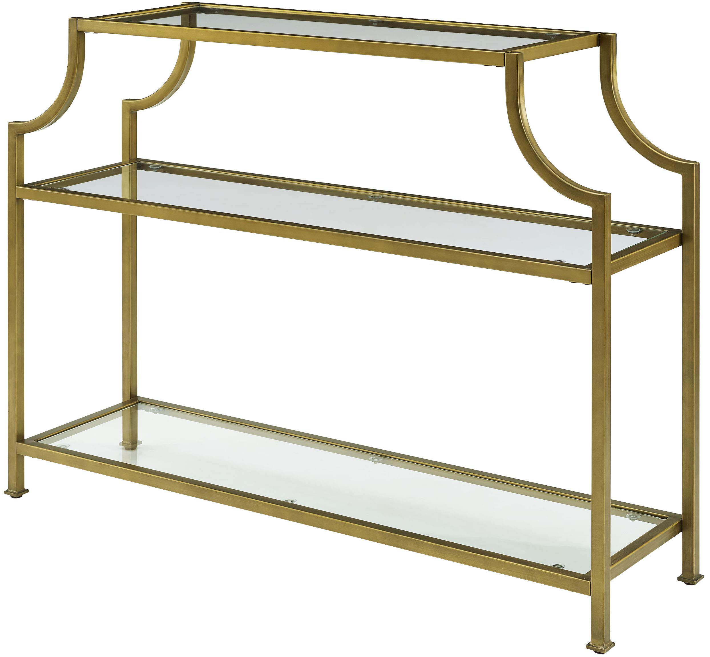 Crosley Furniture Aimee Sofa Console Table with Storage Shelves for Hall, Entryway, or Living Room, Gold and Glass - Image 5