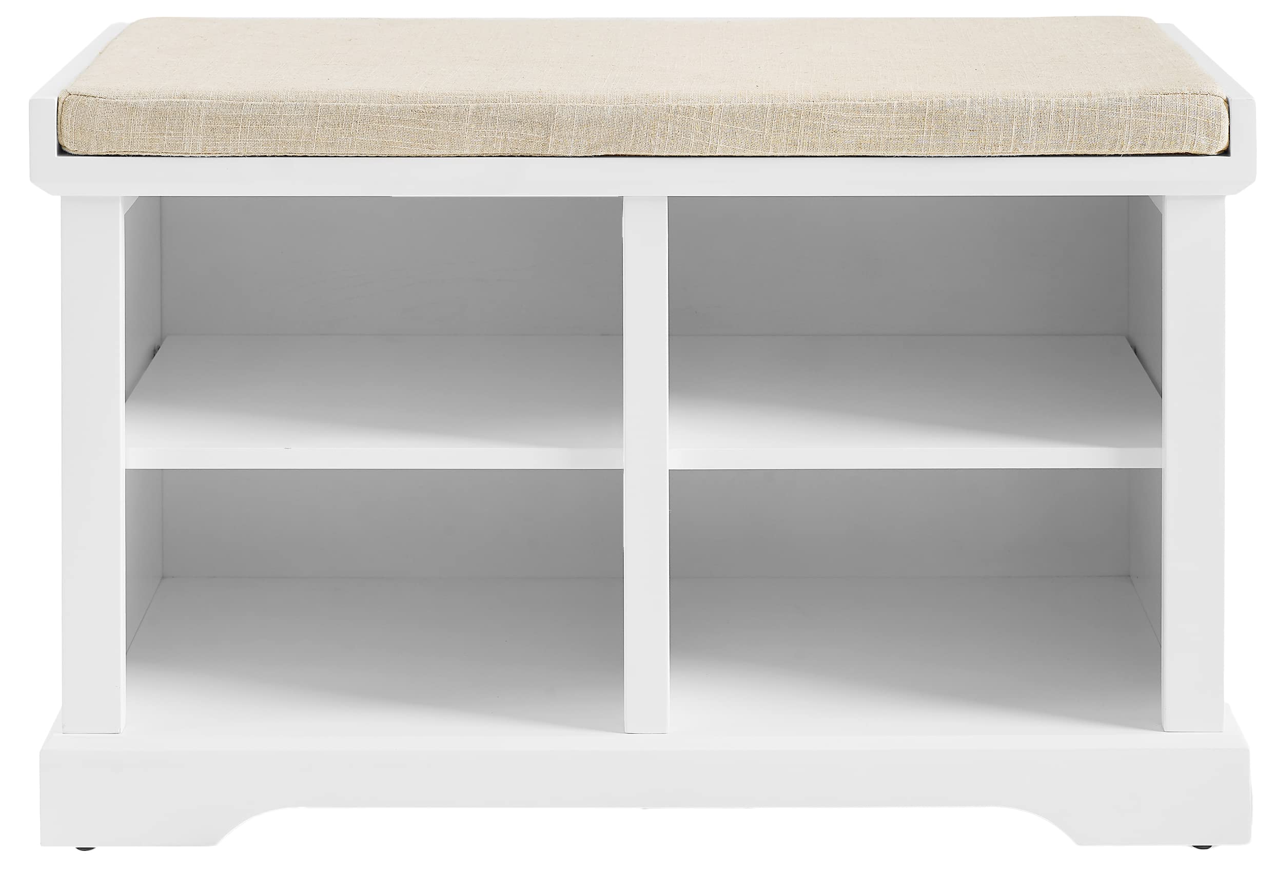 Crosley Furniture Anderson Entryway Storage Bench with Shoe Rack Organizer Shelves, White - Image 4