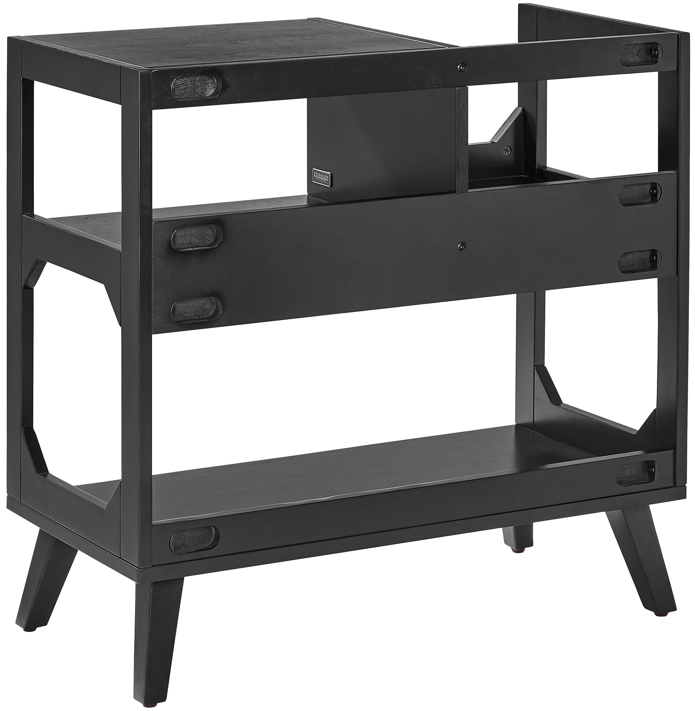 Crosley Furniture Asheville Mid-Century Modern Media Console Record Player Stand, Storage for Vinyl Records, Medium, Black - Image 3