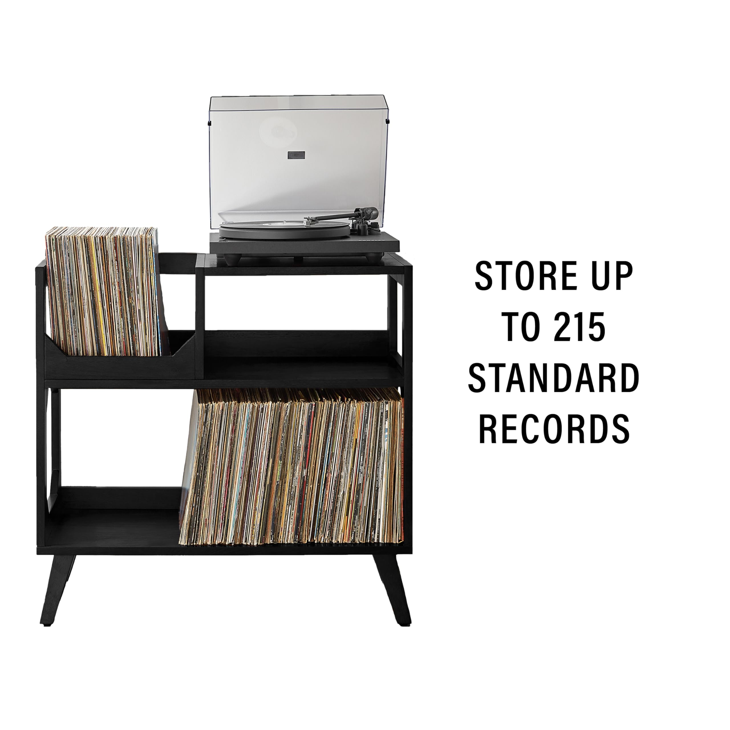 Crosley Furniture Asheville Mid-Century Modern Media Console Record Player Stand, Storage for Vinyl Records, Medium, Black - Image 4