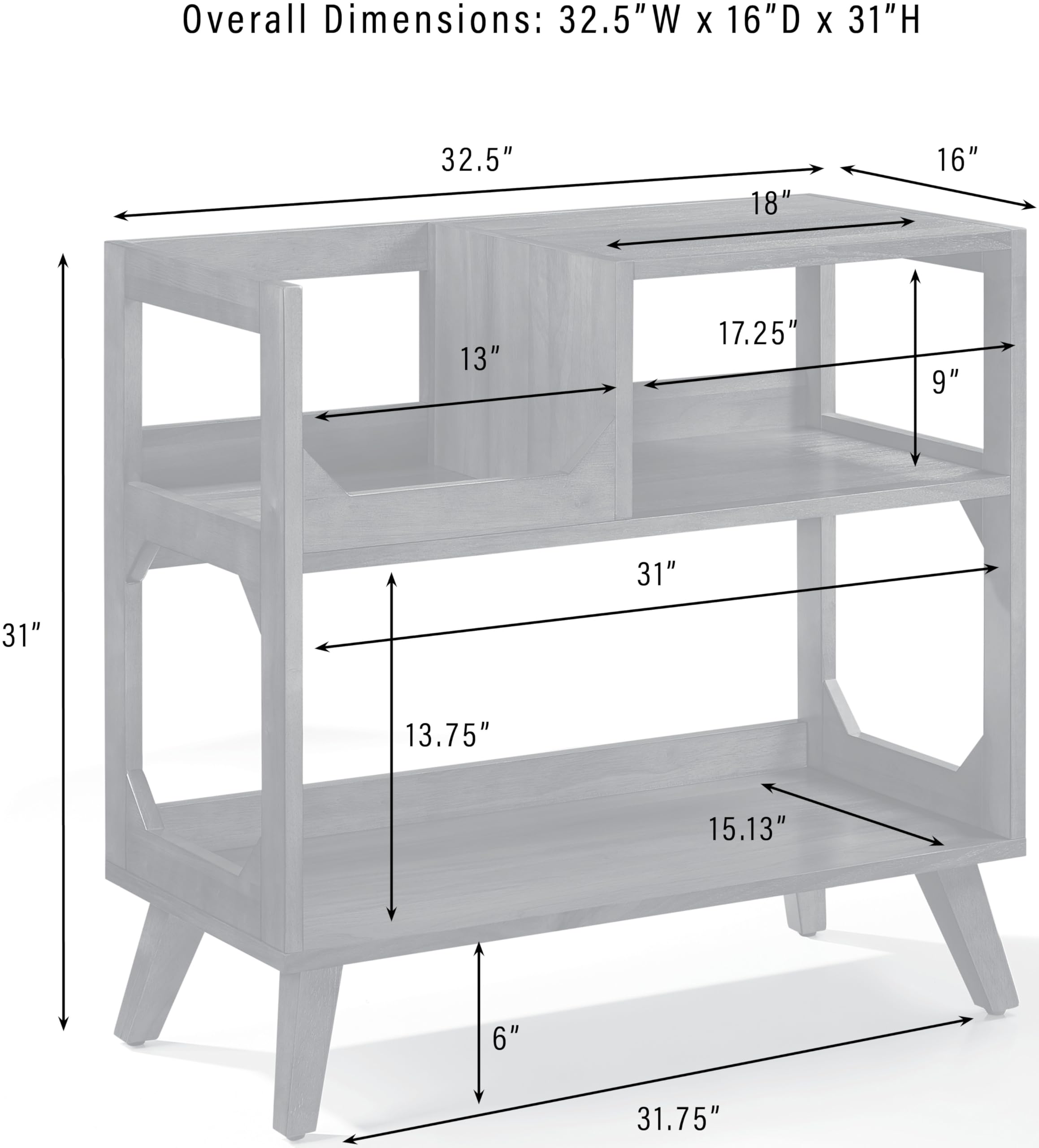 Crosley Furniture Asheville Mid-Century Modern Media Console Record Player Stand, Storage for Vinyl Records, Medium, Black - Image 6