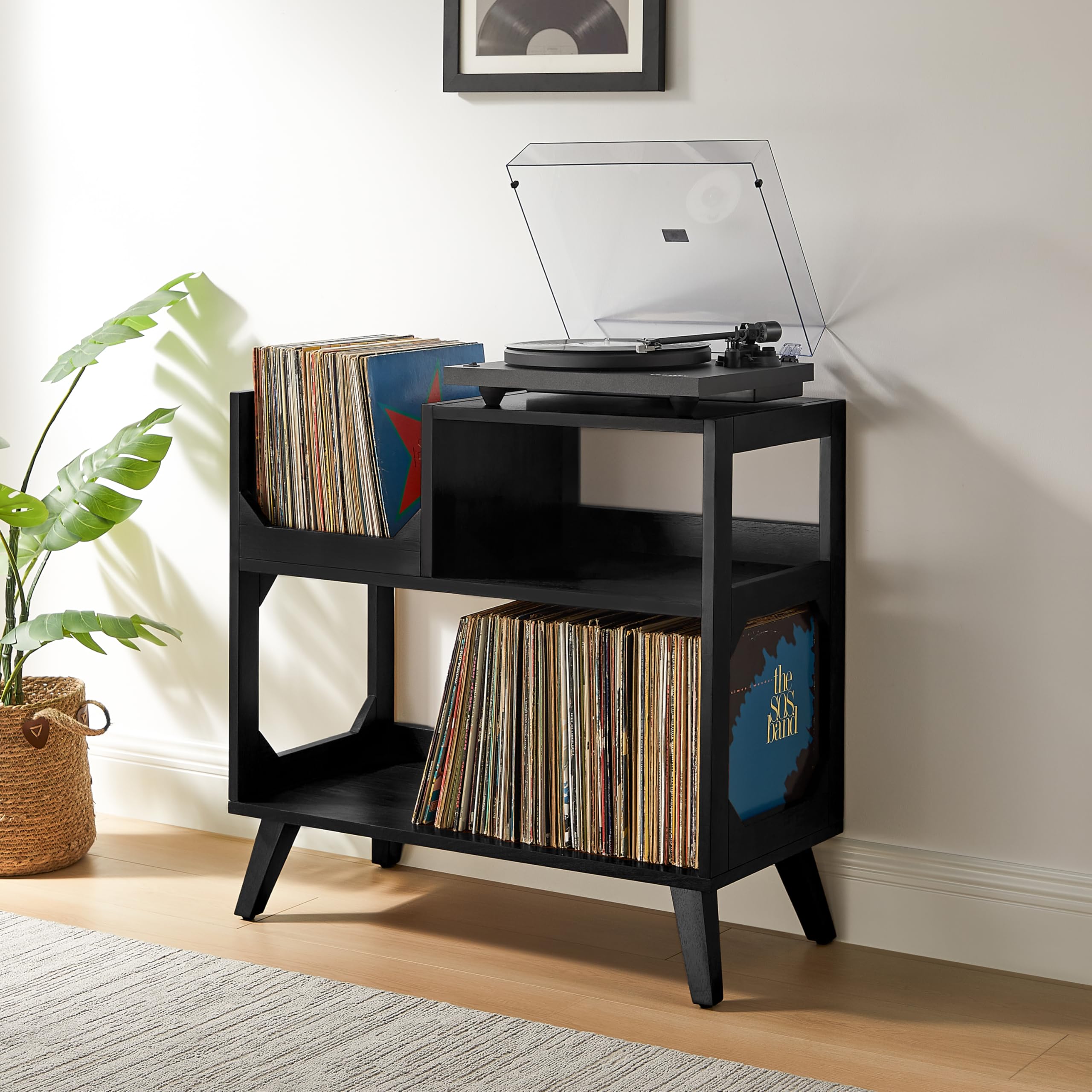 Crosley Furniture Asheville Mid-Century Modern Media Console Record Player Stand, Storage for Vinyl Records, Medium, Black - Image 7
