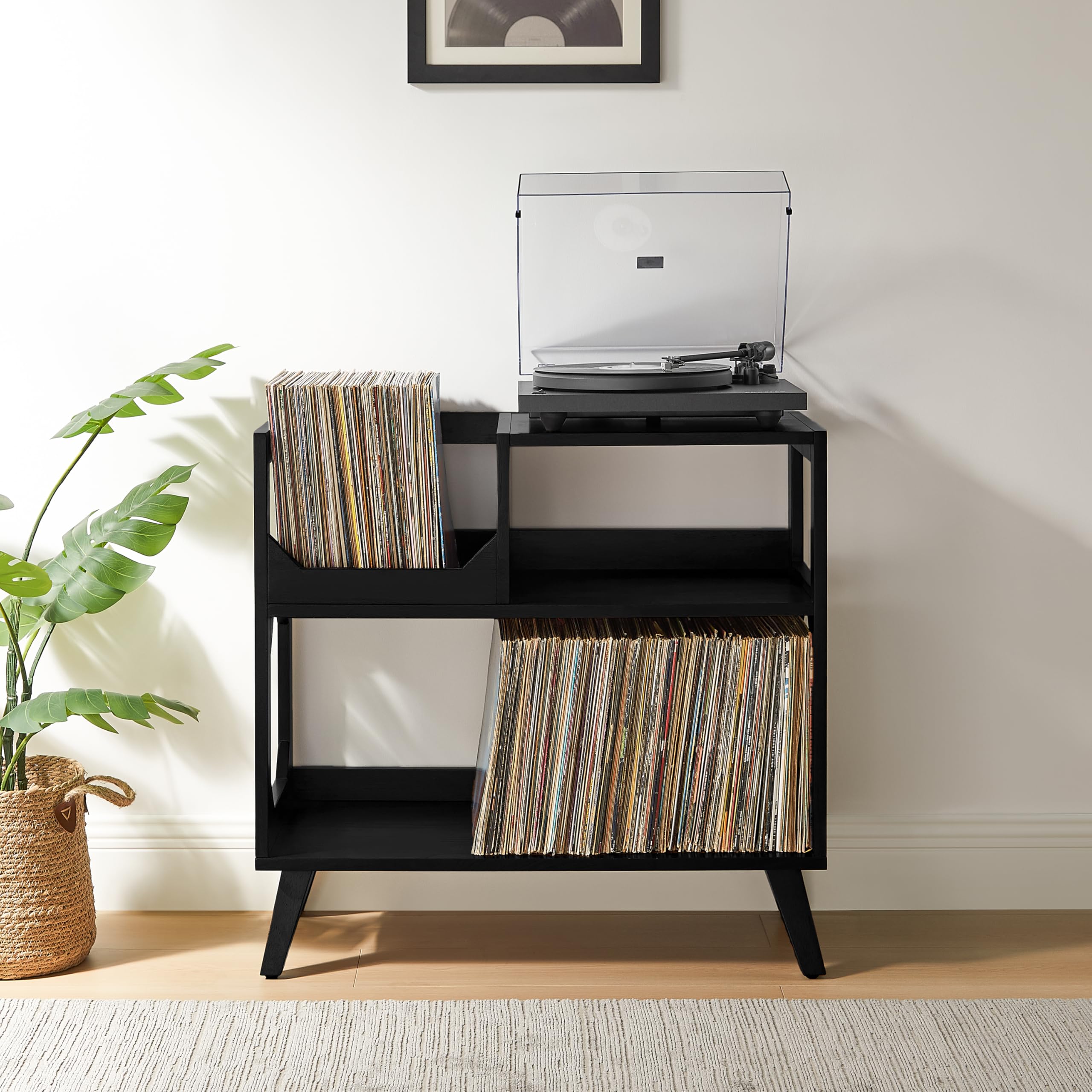 Crosley Furniture Asheville Mid-Century Modern Media Console Record Player Stand, Storage for Vinyl Records, Medium, Black - Image 8
