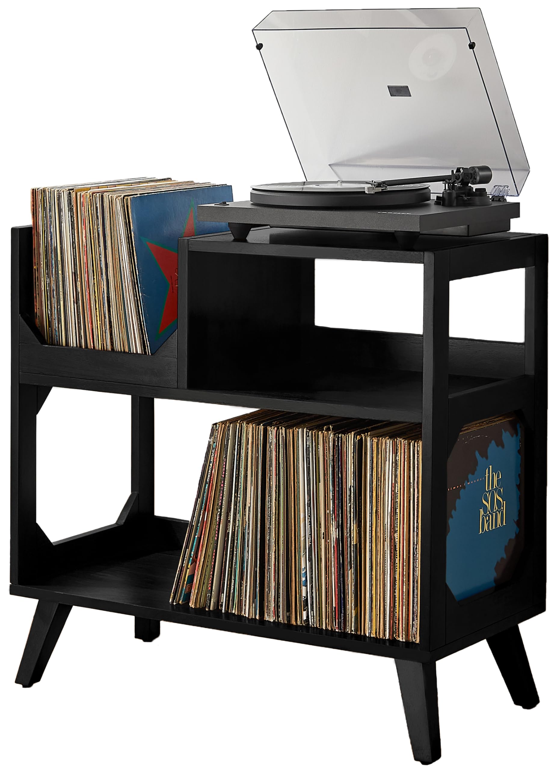 Crosley Furniture Asheville Mid-Century Modern Media Console Record Player Stand, Storage for Vinyl Records, Medium, Black - Image 9