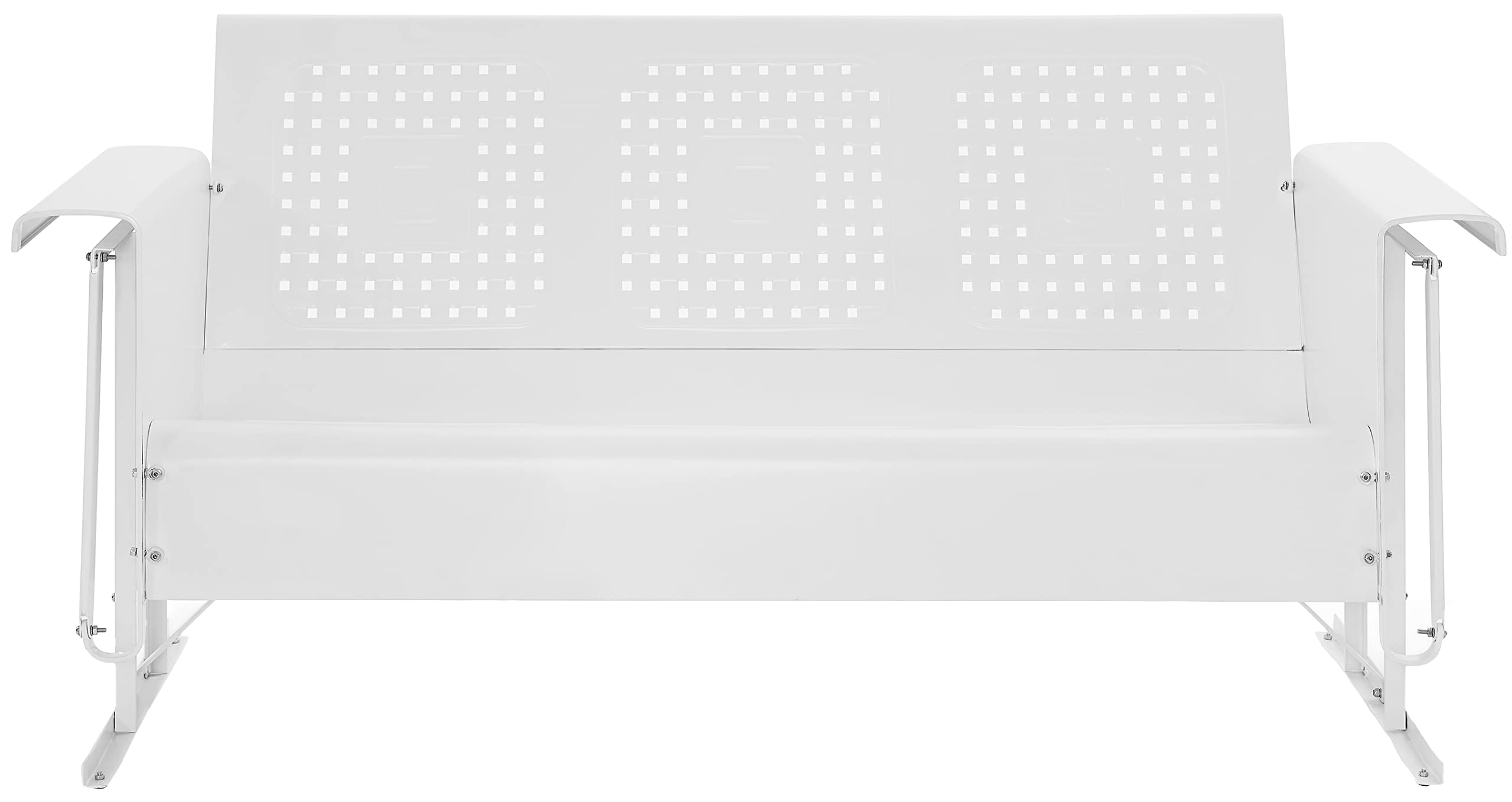 Crosley Furniture Bates Retro Metal Outdoor Sofa Glider, 3-Person Rocking Patio Bench for Porch, Deck, White Gloss - Image 4