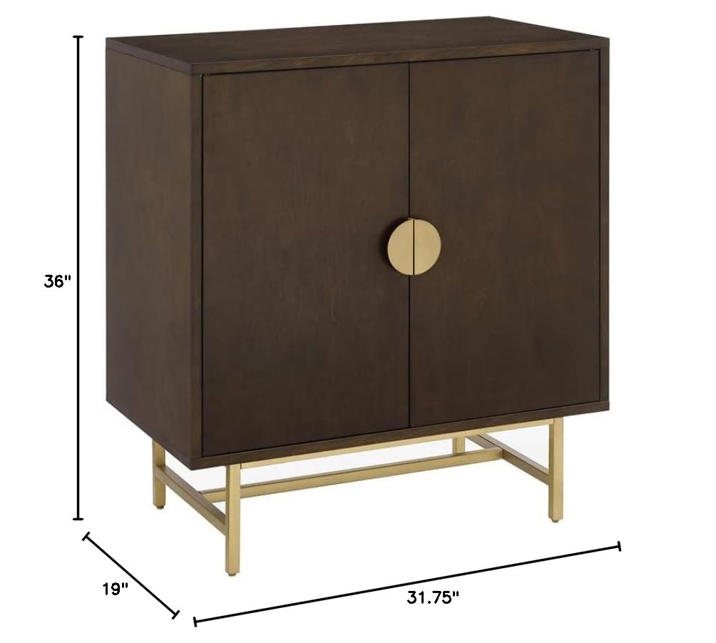 Crosley Furniture Blair Bar Cabinet with Storage Shelves and Wine Rack, Dark Brown/Gold - Image 3