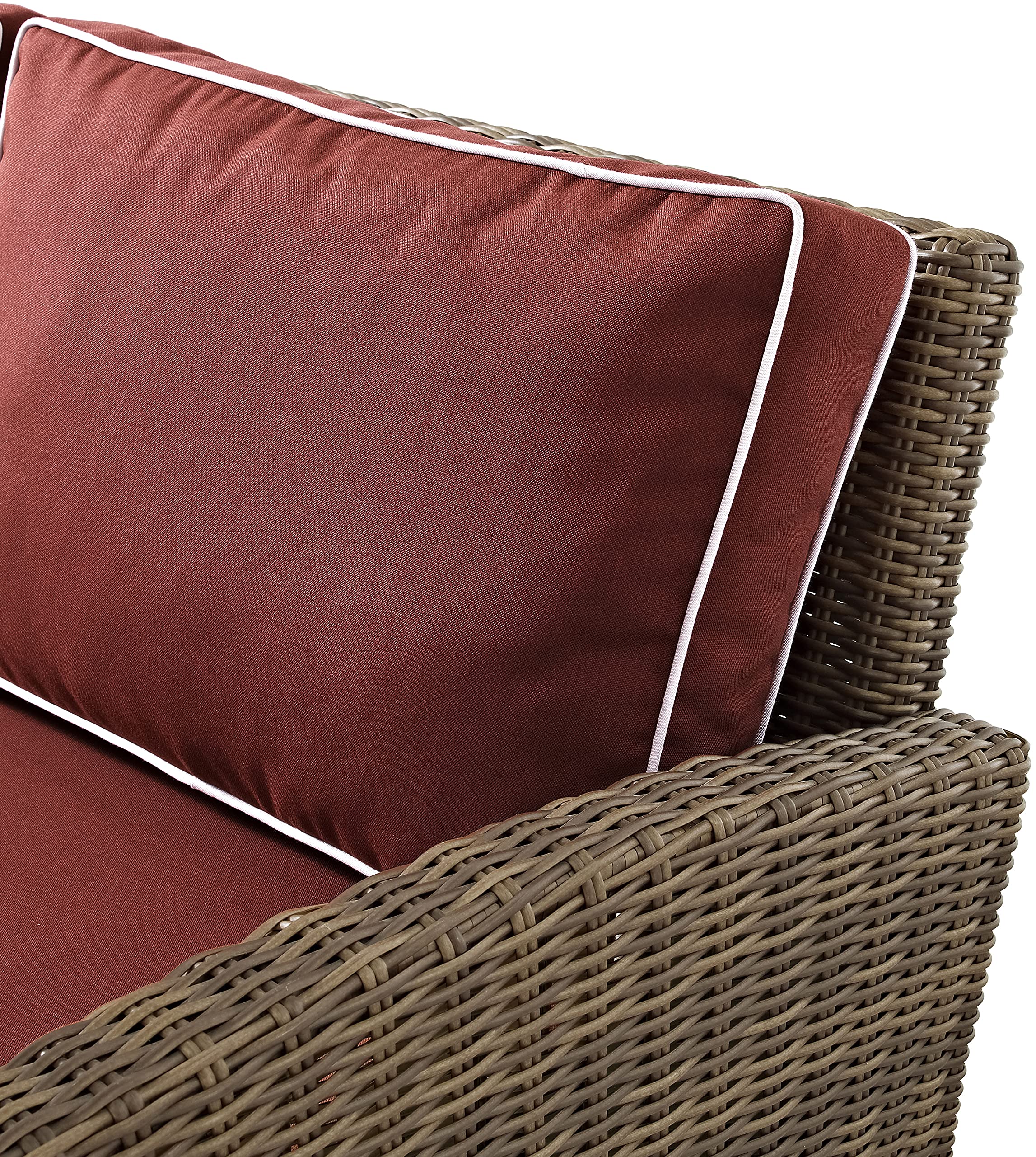 Crosley Furniture Bradenton 2-Piece Outdoor Chair and Ottoman Set, Wicker Patio Conversation Sets for Porch, Brown with Sangria Cushions - Image 9