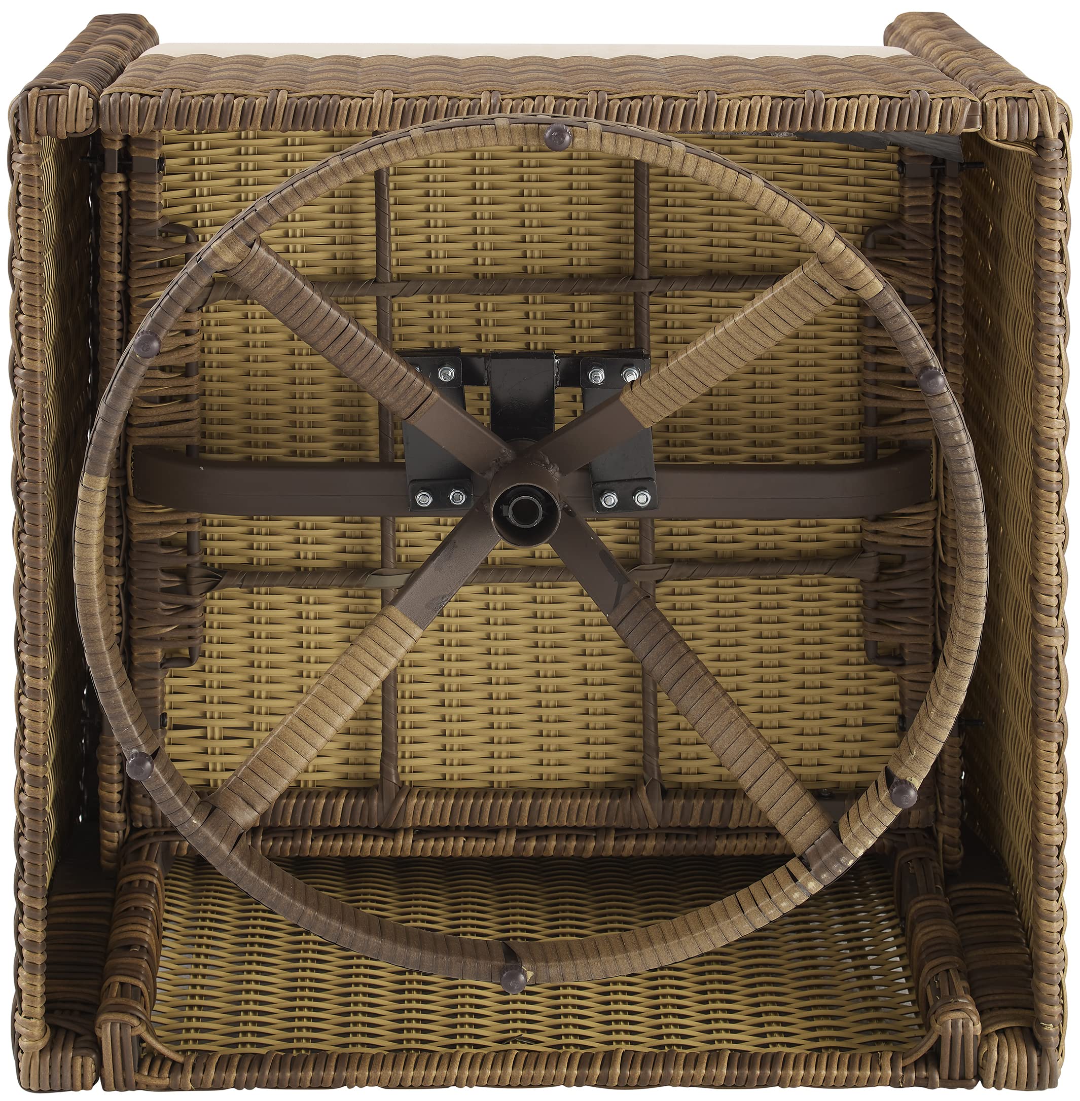 Crosley Furniture Bradenton 4-Piece Wicker Outdoor Loveseat and Swivel Rocker Patio Furniture Set for Porch, Brown with Sand Cushions - Image 8