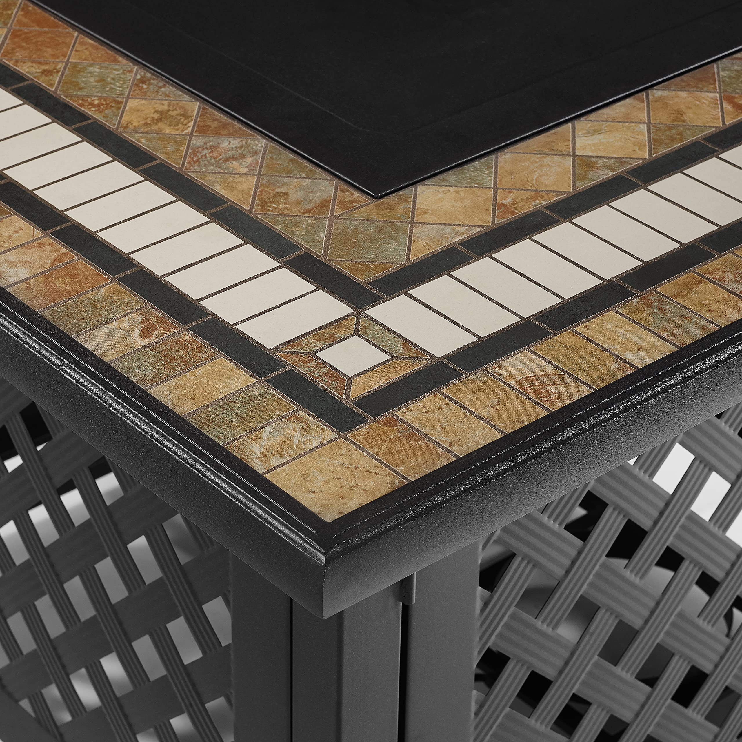 Crosley Furniture Bradenton 5-Piece Wicker Outdoor Sofa Patio Furniture Set with Propane Gas Fire Pit Table, Brown with Sangria Cushions - Image 10