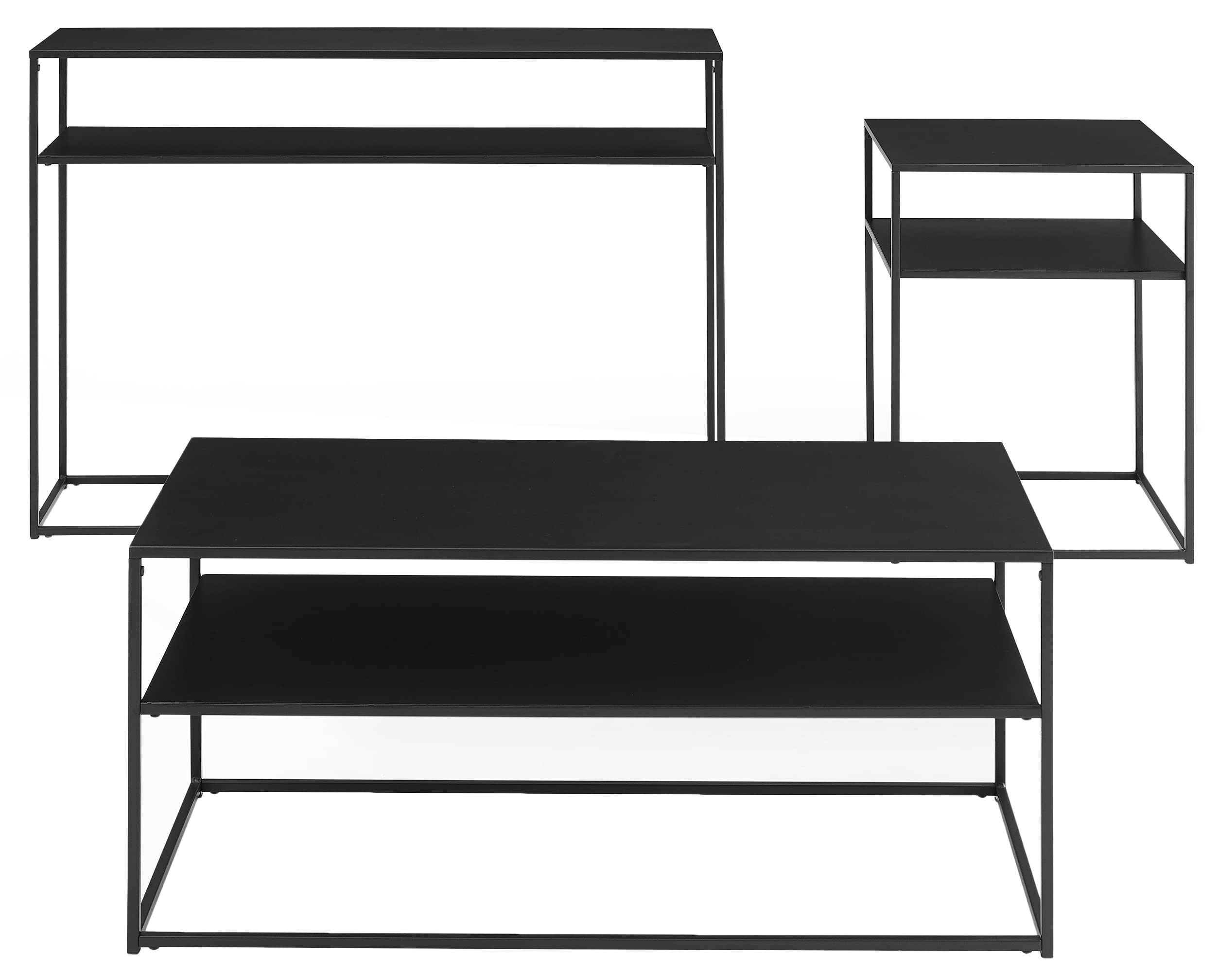 Crosley Furniture Braxton 3-Piece Coffee Table Set with Coffee, Side, and Sofa Tables, Matte Black - Image 3