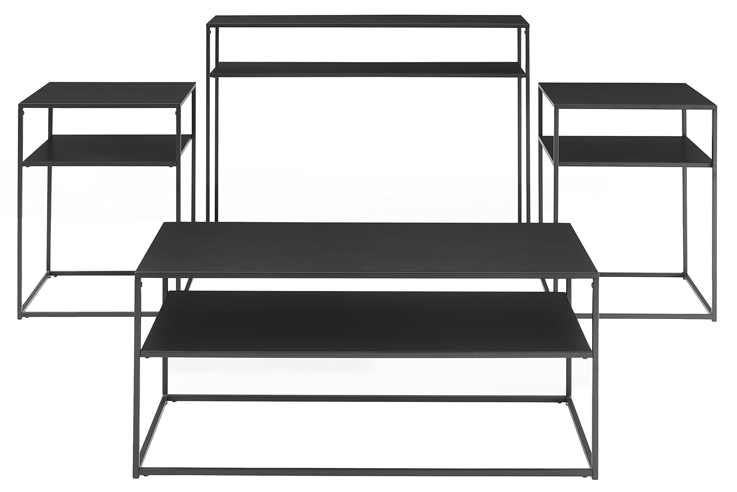 Crosley Furniture Braxton 4-Piece Coffee Table Set with Coffee, Side, and Sofa Tables, Matte Black - Image 3