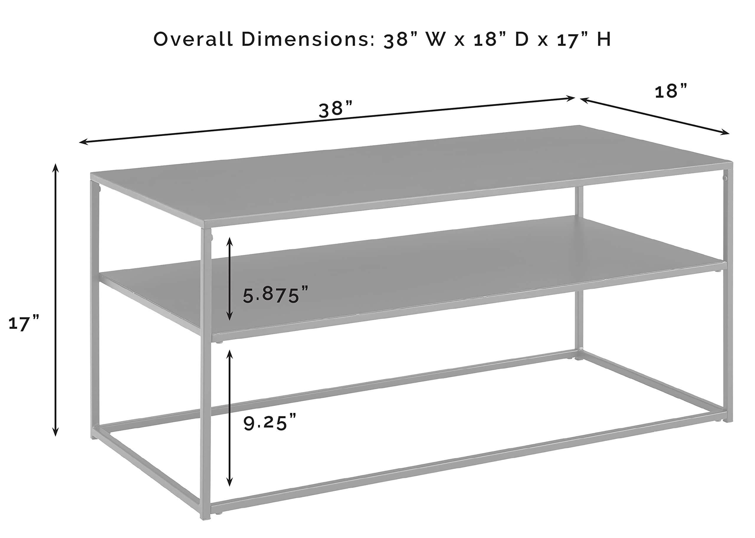 Crosley Furniture Braxton Metal Coffee Table with Storage Shelf for Living Room, Matte Black - Image 3
