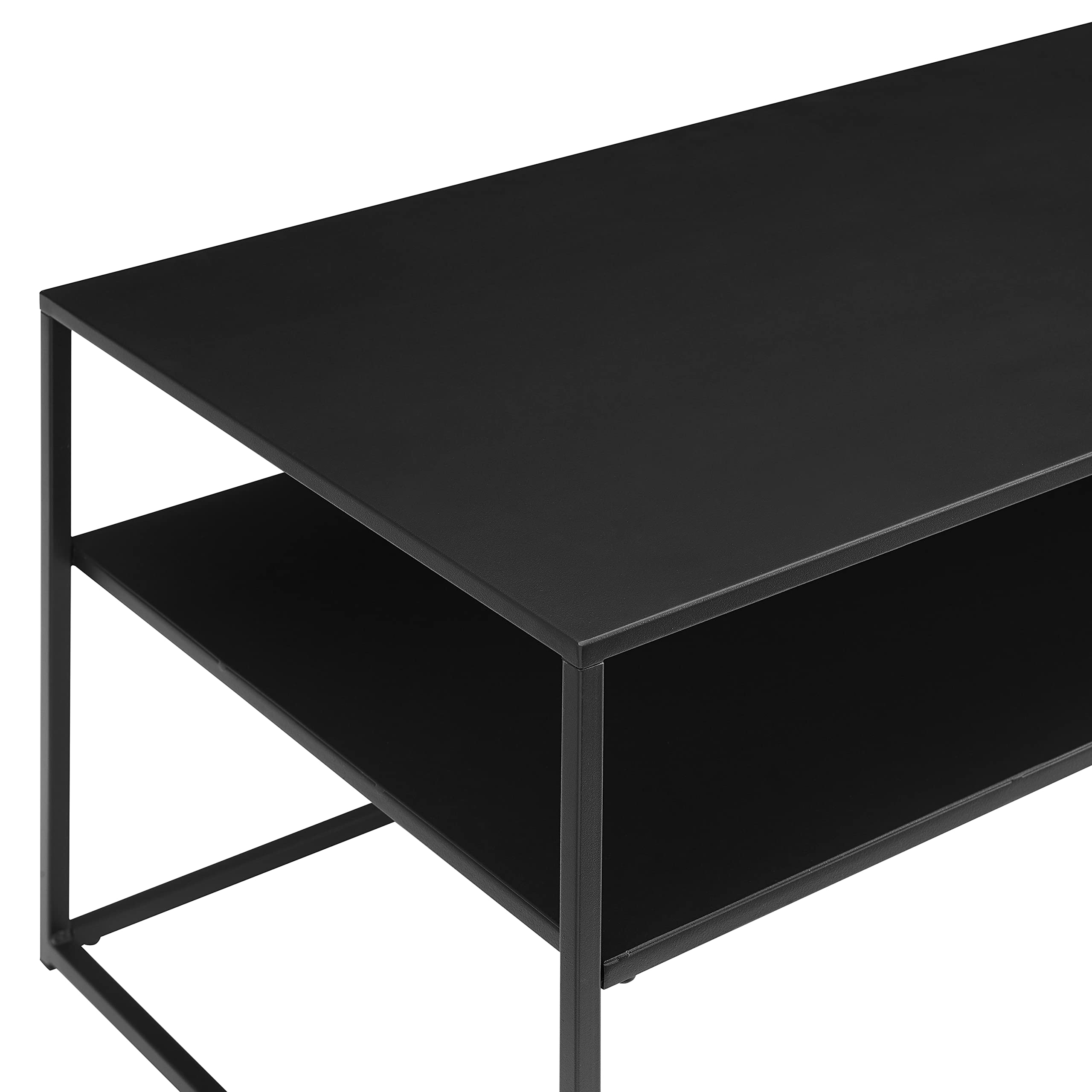 Crosley Furniture Braxton Metal Coffee Table with Storage Shelf for Living Room, Matte Black - Image 6