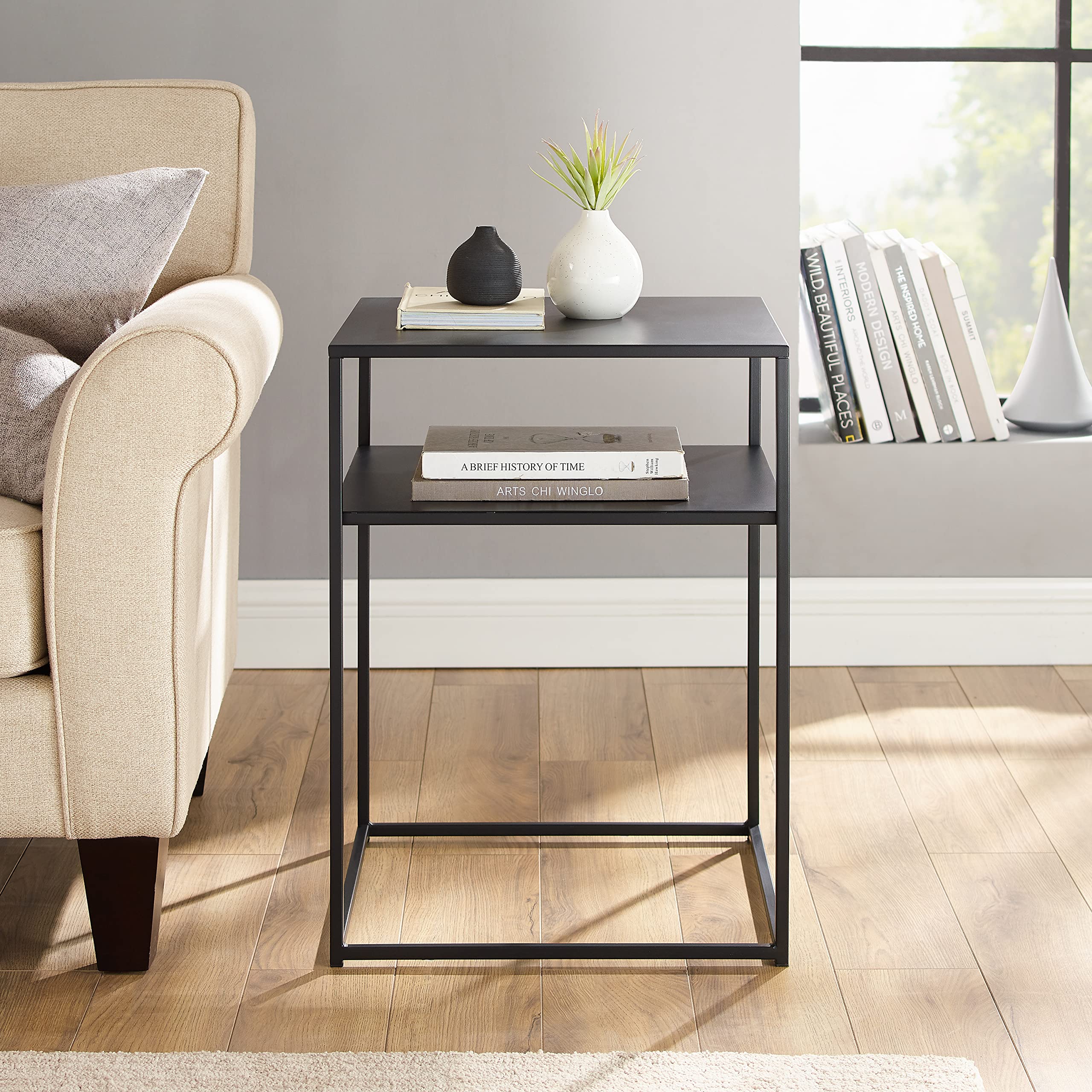 Crosley Furniture Braxton Small Side End Table with Storage Shelf for Living Room, Matte Black - Image 5