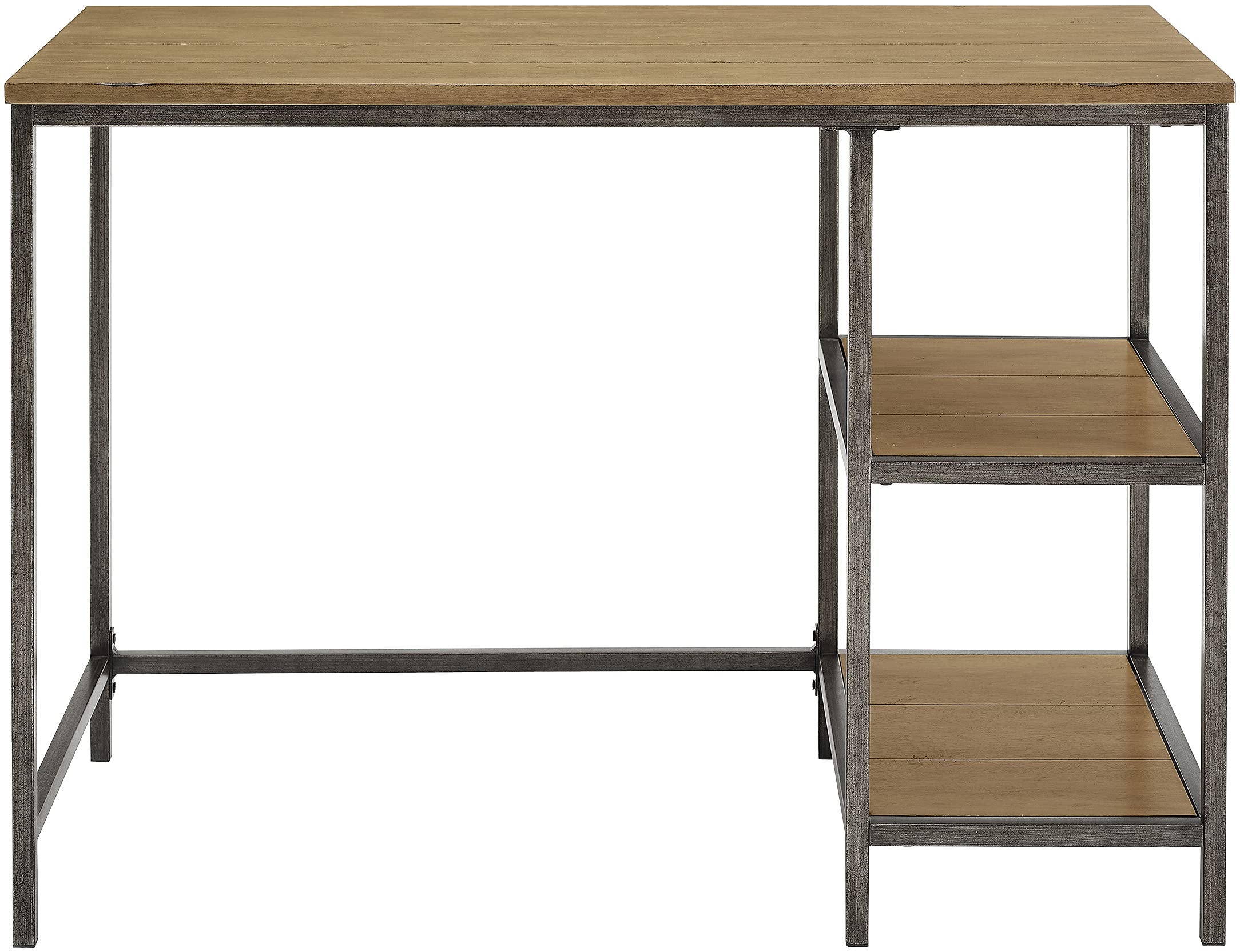 Crosley Furniture Brooke Small Home Office Desk with Storage Shelves, Washed Oak - Image 4