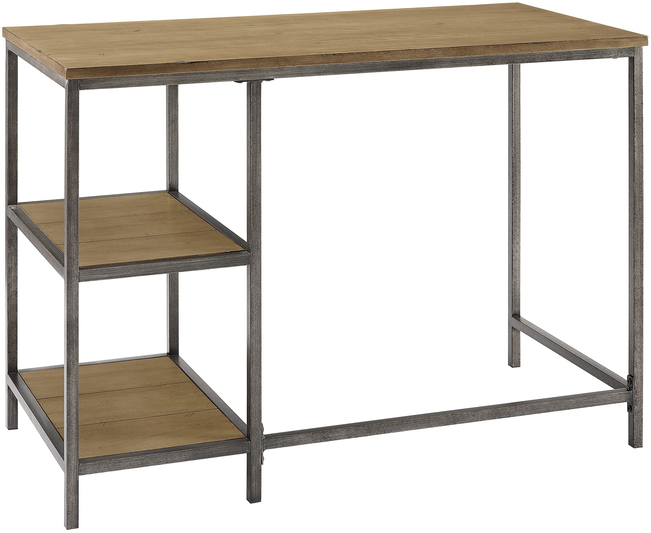 Crosley Furniture Brooke Small Home Office Desk with Storage Shelves, Washed Oak - Image 7