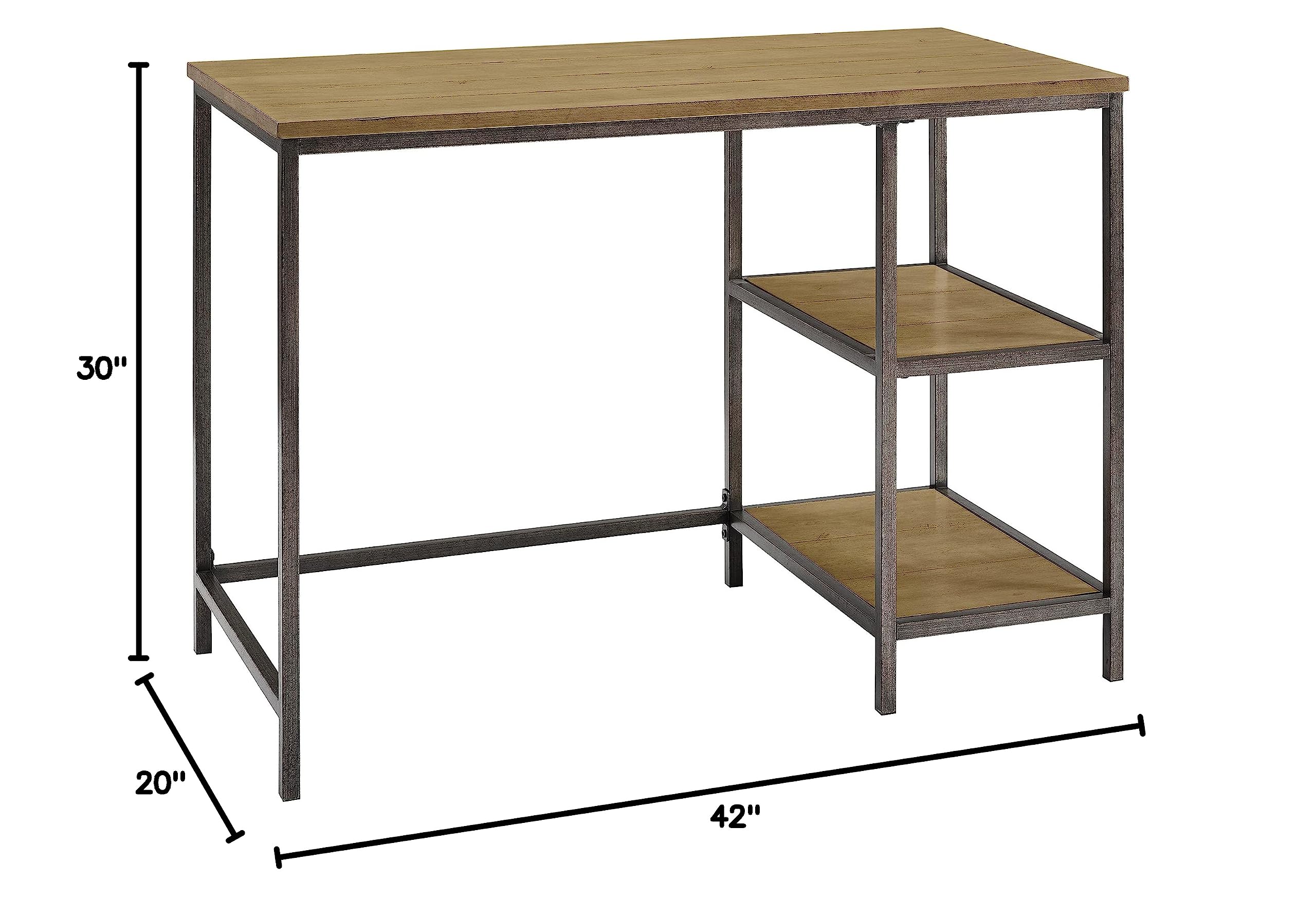 Crosley Furniture Brooke Small Home Office Desk with Storage Shelves, Washed Oak - Image 8