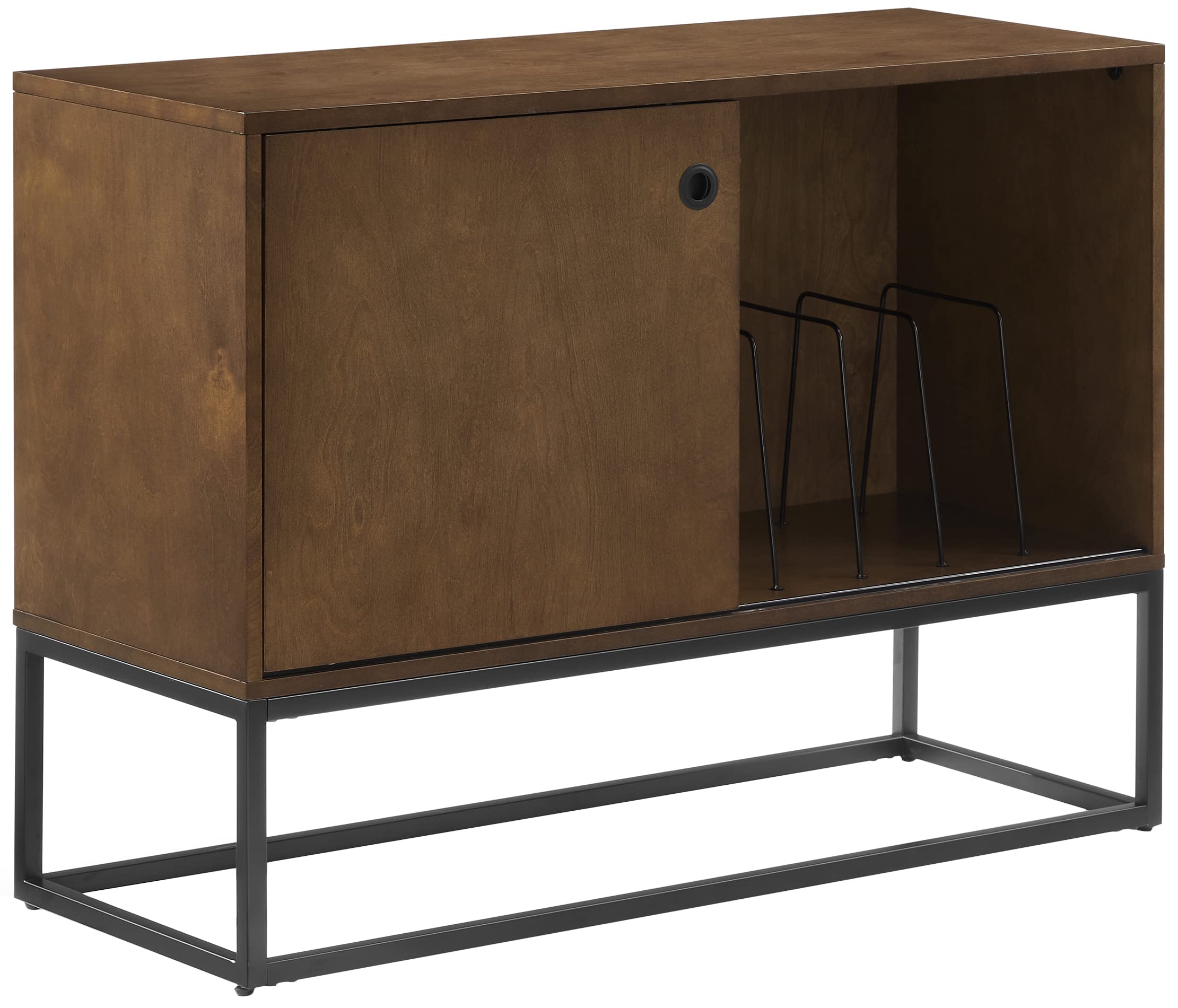 Crosley Furniture Byron Media Console and Record Player Stand with Storage for Vinyl Records, Brown/Black - Image 13