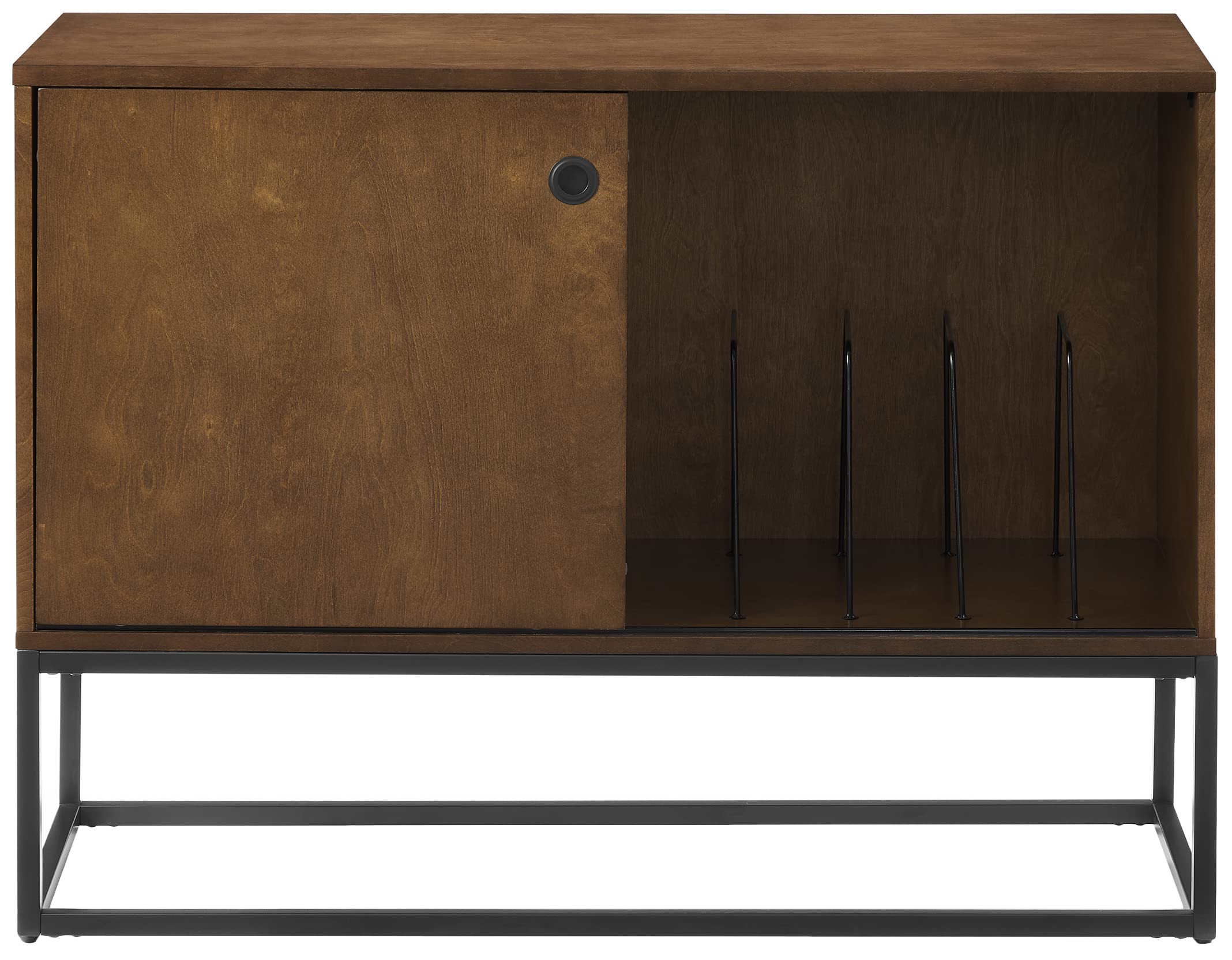 Crosley Furniture Byron Media Console and Record Player Stand with Storage for Vinyl Records, Brown/Black - Image 14