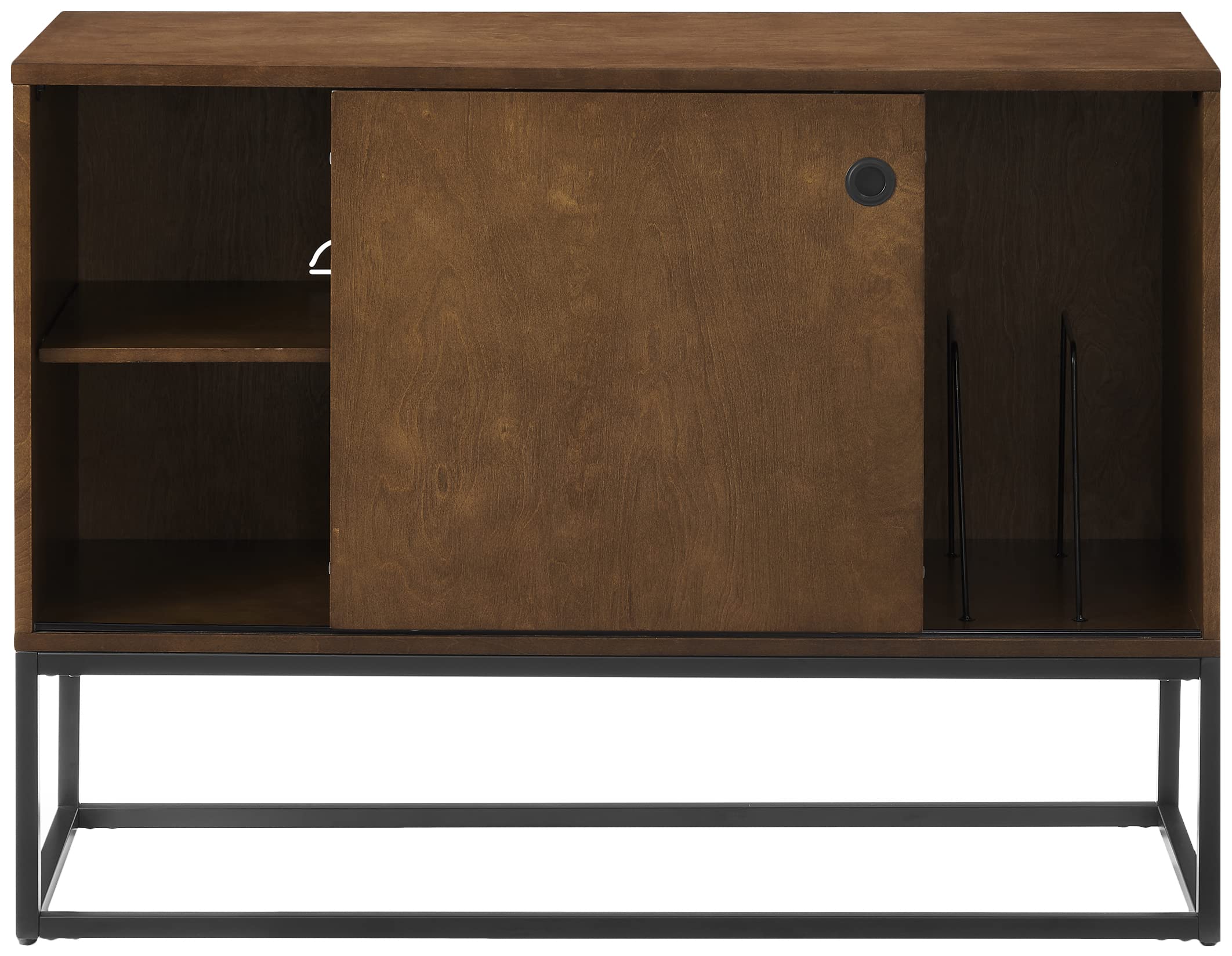 Crosley Furniture Byron Media Console and Record Player Stand with Storage for Vinyl Records, Brown/Black - Image 15