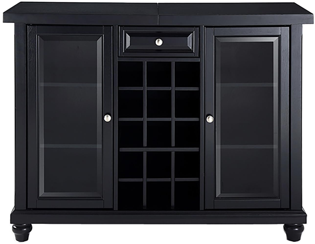 Crosley Furniture Cambridge Sliding Top Bar Cabinet with Storage Shelves, Drawer, and Wine Rack, Black - Image 5