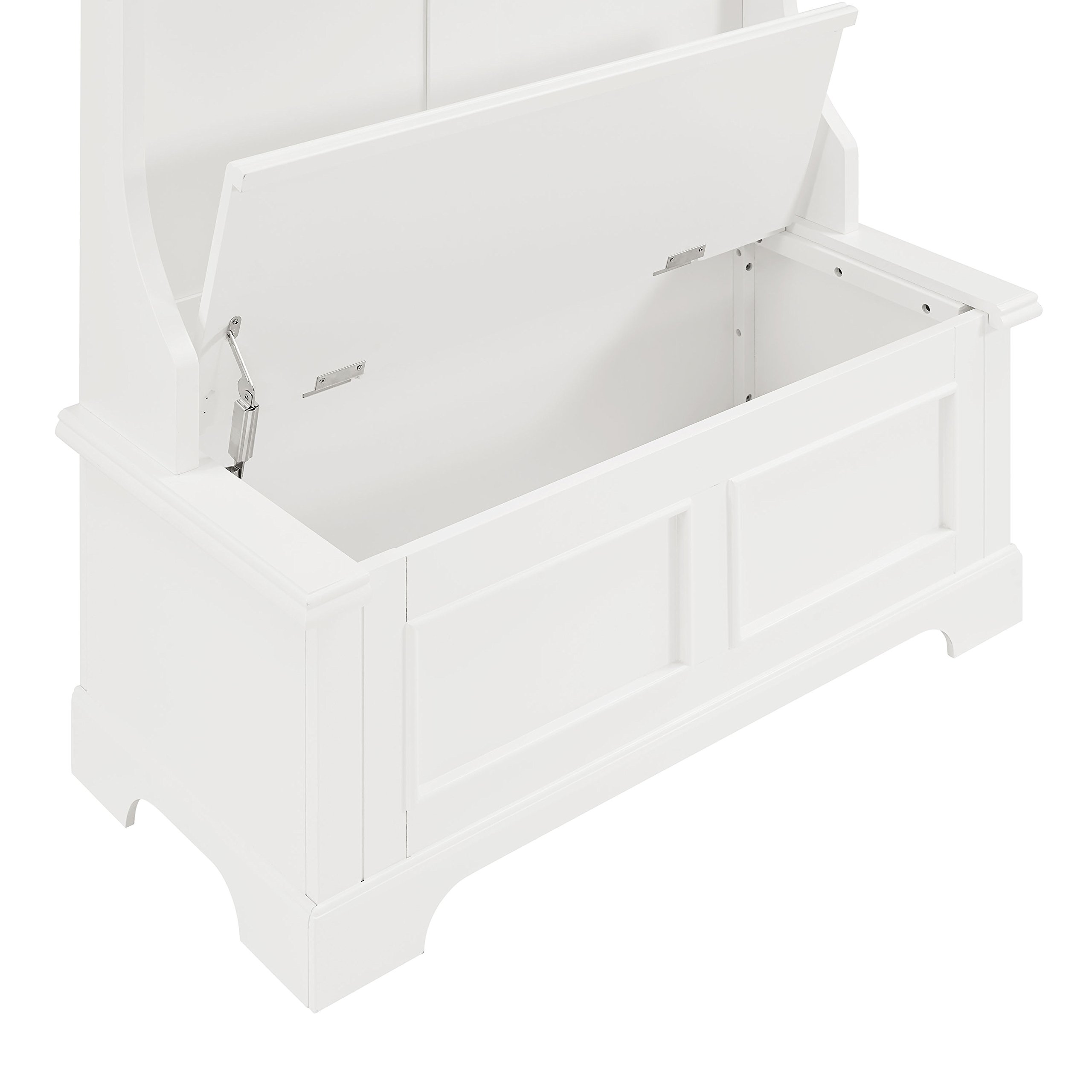 Crosley Furniture Campbell Hall Tree with Storage Bench and Coat Rack Hooks for Hanging, White - Image 9