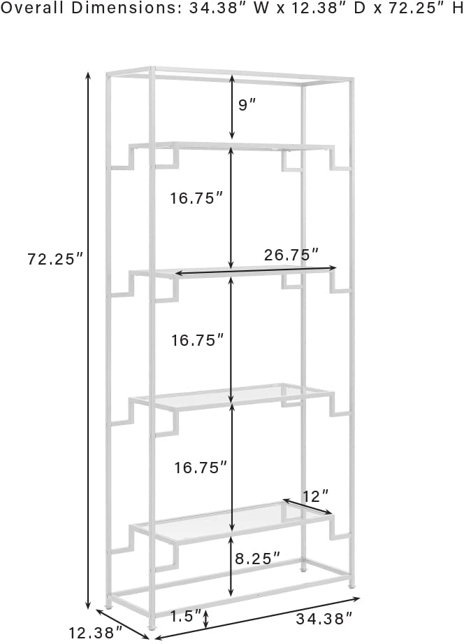 Crosley Furniture Celeste Bookshelf with Glass Shelves, Bookcase Storage, Gold - Image 3