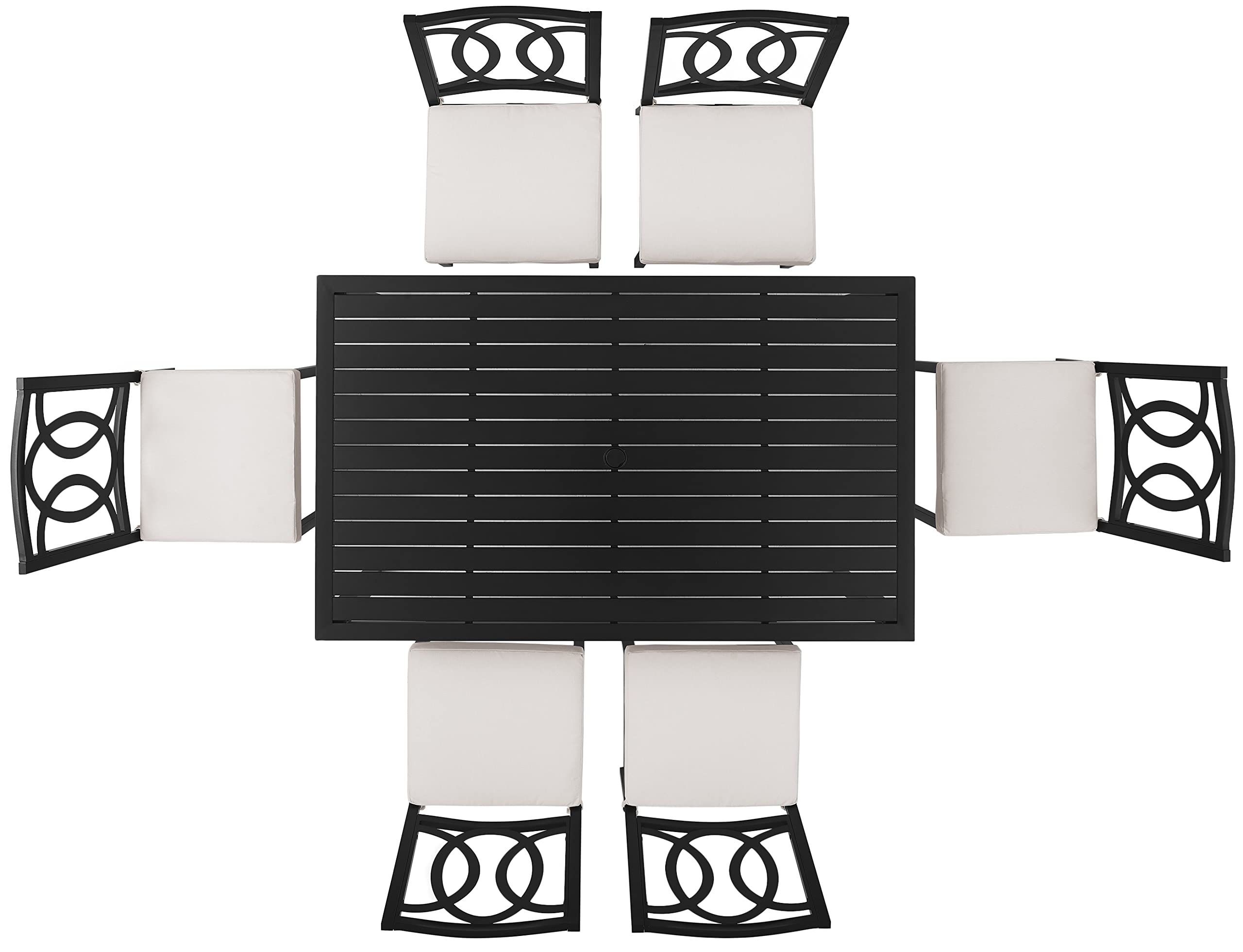 Crosley Furniture Chambers 7-Piece Outdoor Dining Set for 6, Patio Table and Chairs for Backyard, Deck, Matte Black with Creme Cushions - Image 3