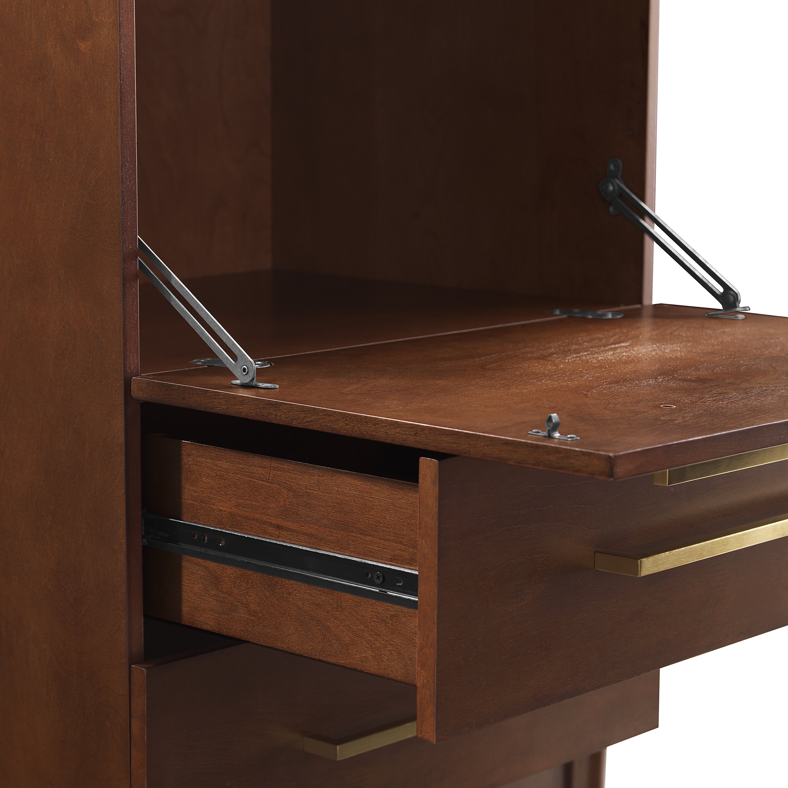 Crosley Furniture Everett Bar Cabinet with Storage Drawers and Fold Out Table, Vintage Mahogany - Image 13