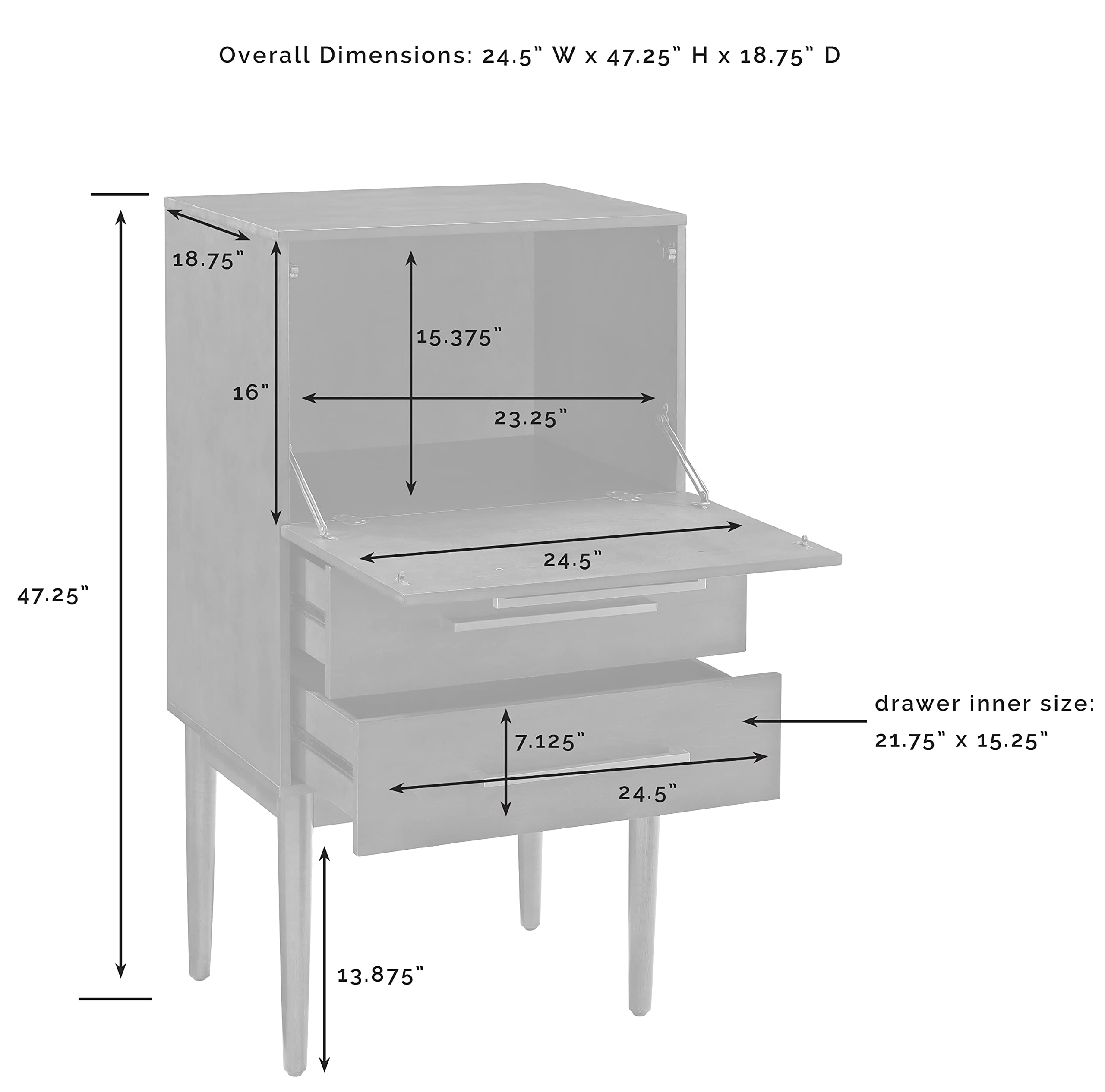 Crosley Furniture Everett Bar Cabinet with Storage Drawers and Fold Out Table, Vintage Mahogany - Image 3