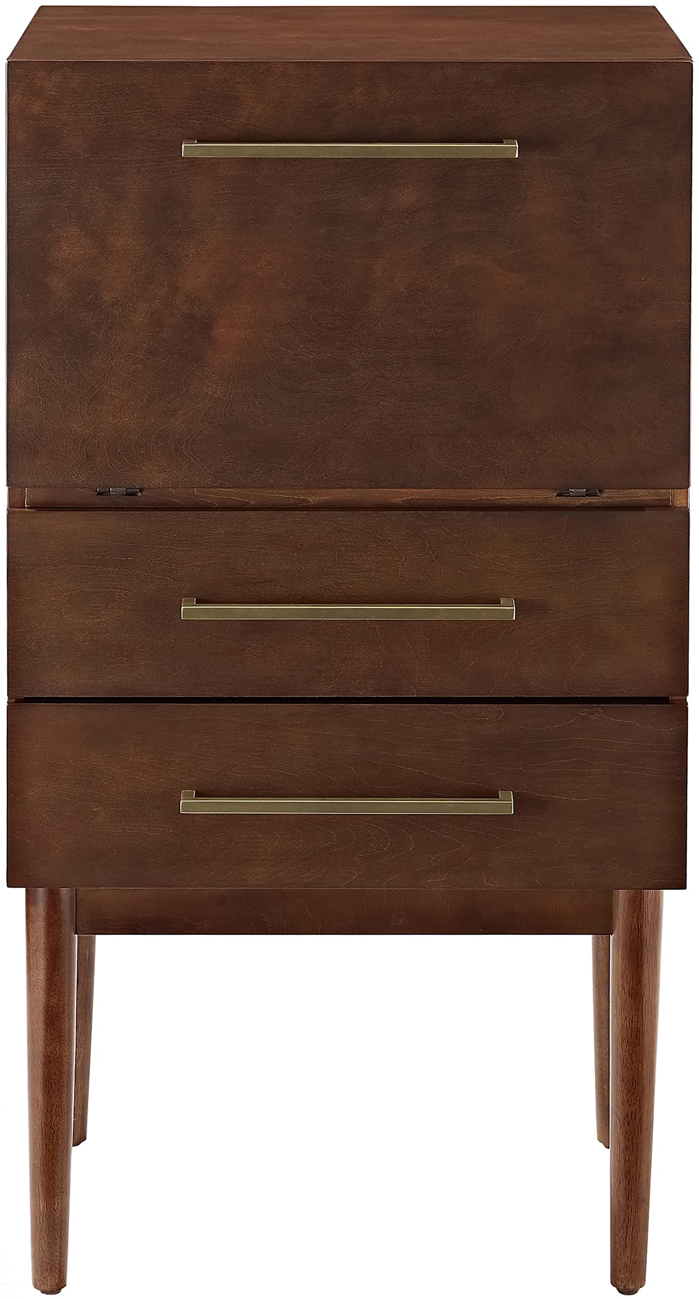 Crosley Furniture Everett Bar Cabinet with Storage Drawers and Fold Out Table, Vintage Mahogany - Image 4