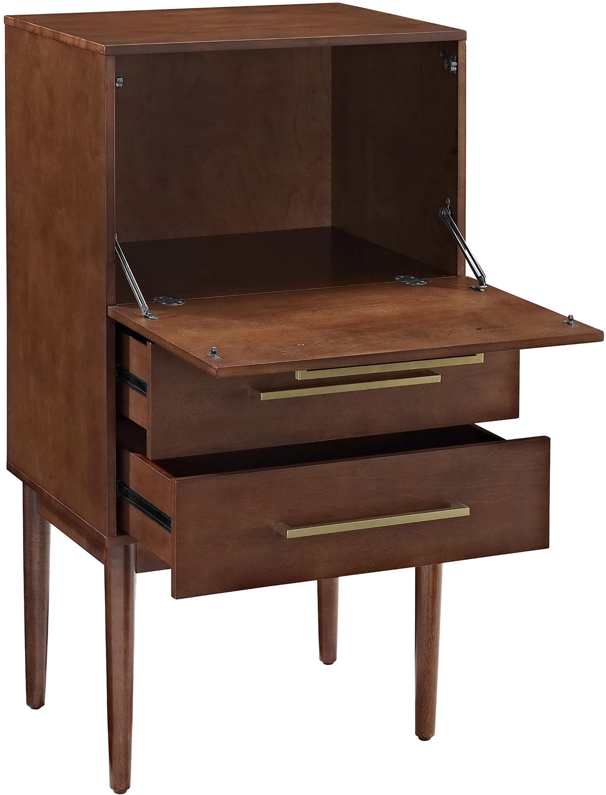 Crosley Furniture Everett Bar Cabinet with Storage Drawers and Fold Out Table, Vintage Mahogany - Image 5
