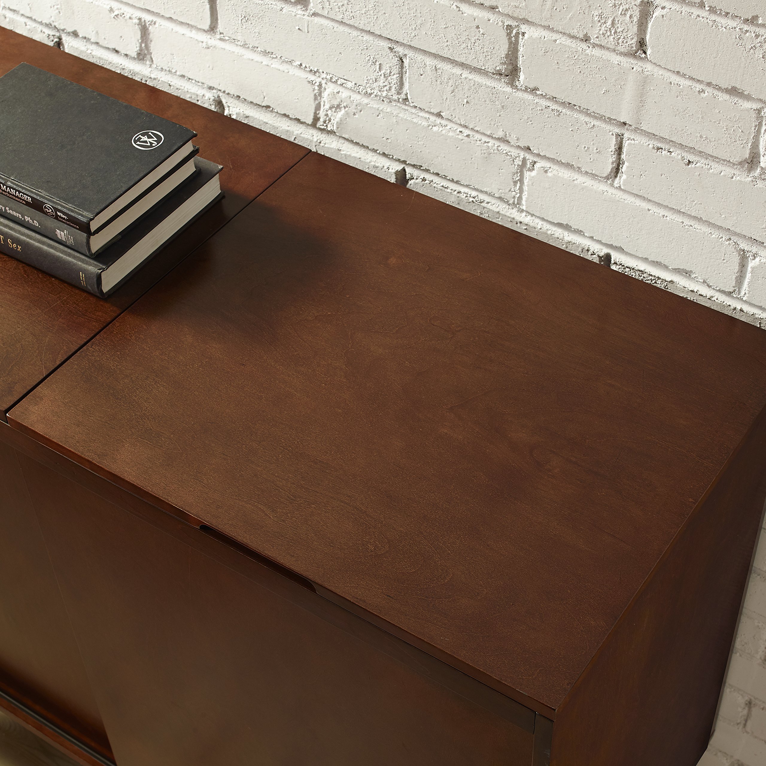 Crosley Furniture Everett Media Console and Record Player Stand with Storage for Vinyl Records, Mahogany - Image 11