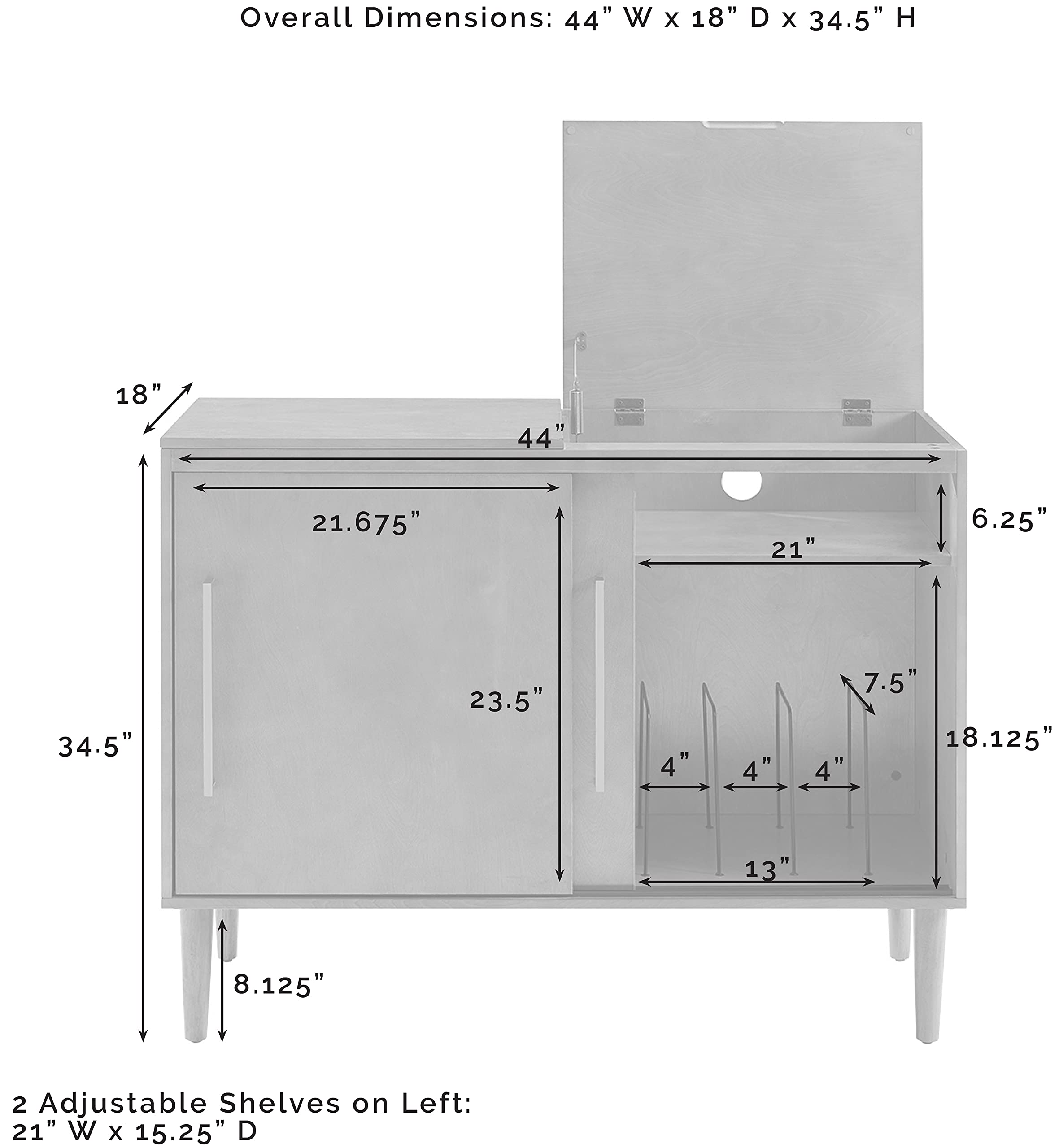 Crosley Furniture Everett Media Console and Record Player Stand with Storage for Vinyl Records, Mahogany - Image 7