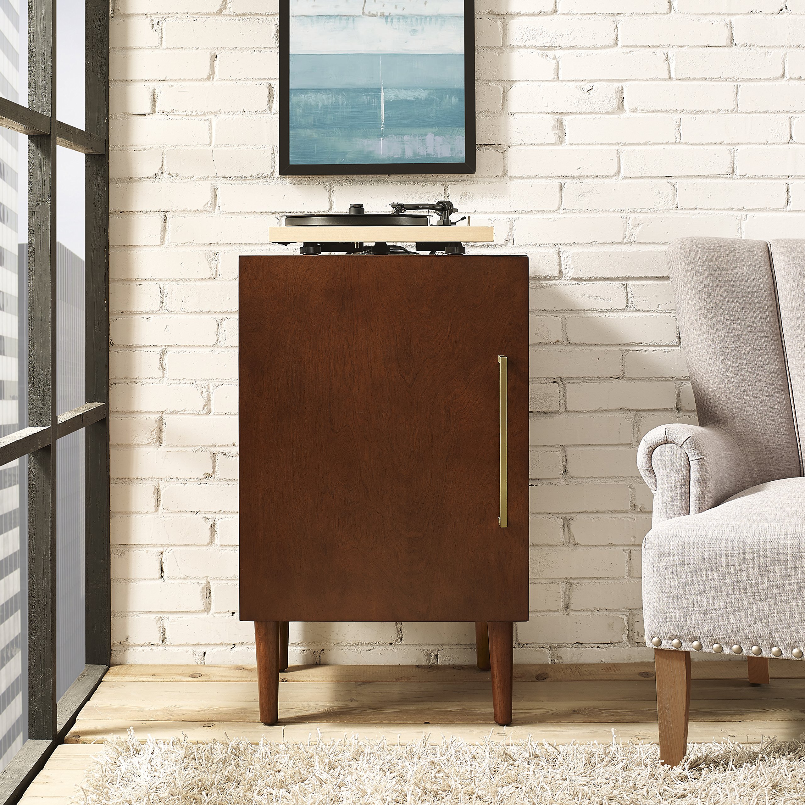 Crosley Furniture Everett Record Player Stand with Storage for Vinyl Records, Mahogany - Image 10