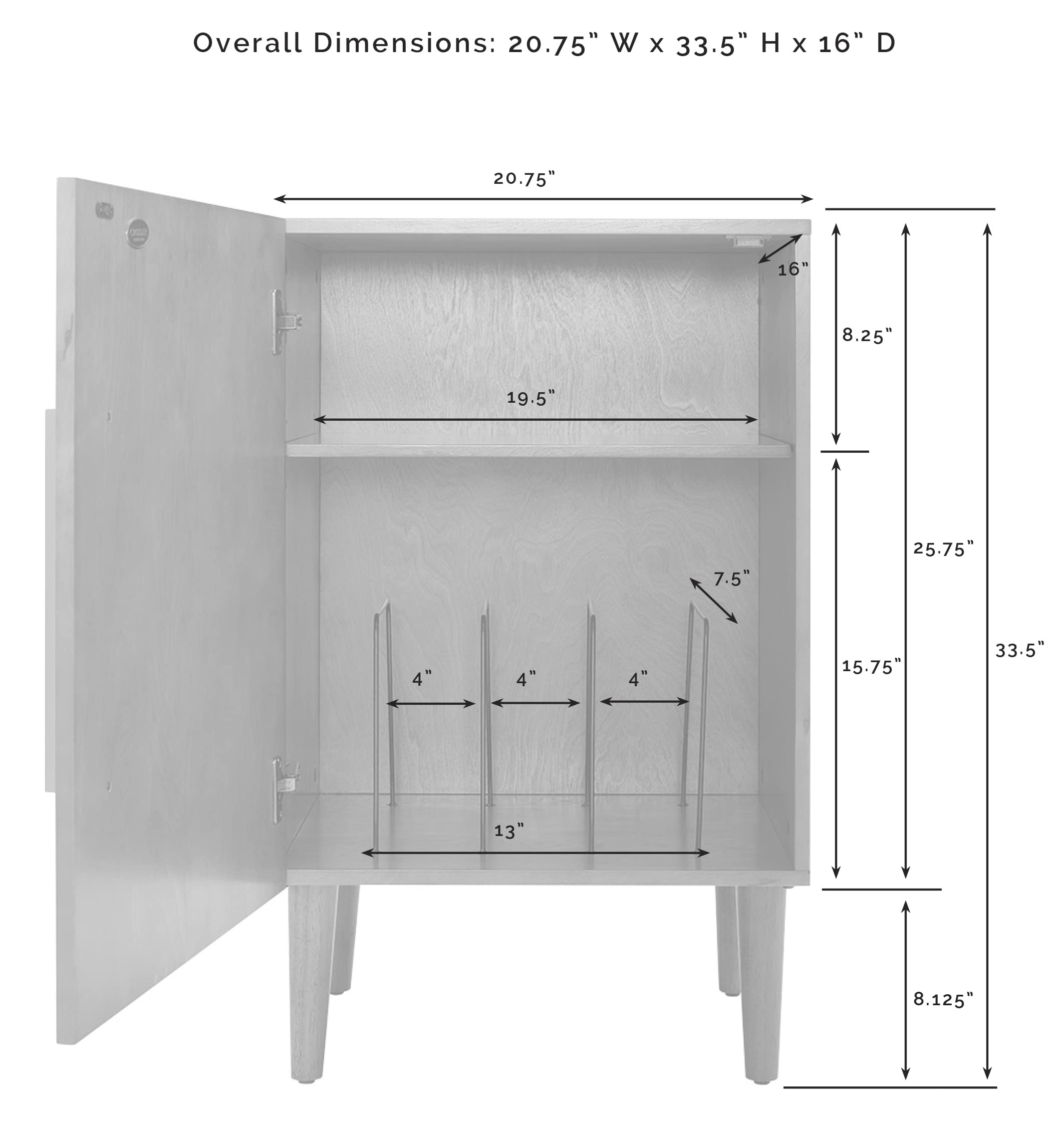 Crosley Furniture Everett Record Player Stand with Storage for Vinyl Records, Mahogany - Image 6