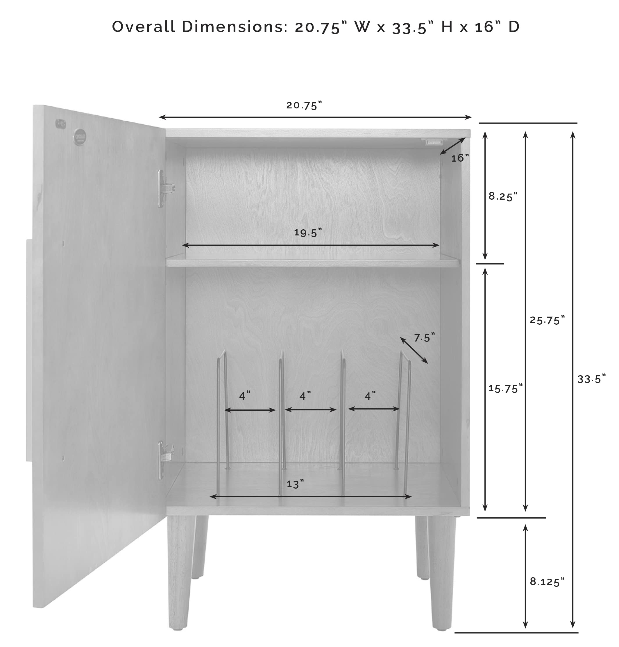 Crosley Furniture Everett Record Player Stand with Storage for Vinyl Records, Acorn - Image 3