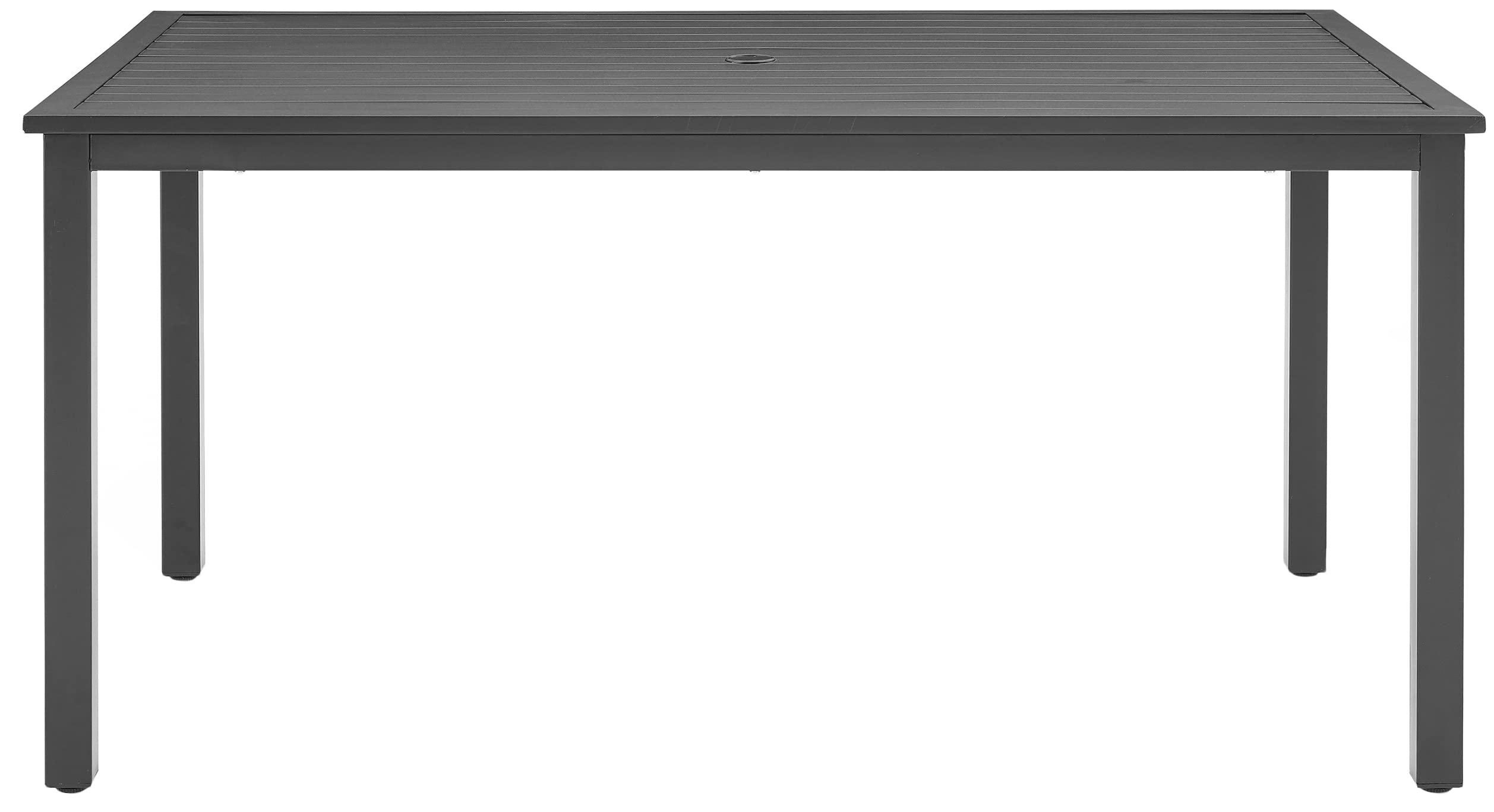 Crosley Furniture Hansen 6-Person Rectangular Outdoor Dining Table with Umbrella Hole for Outside Patio, Matte Black - Image 4