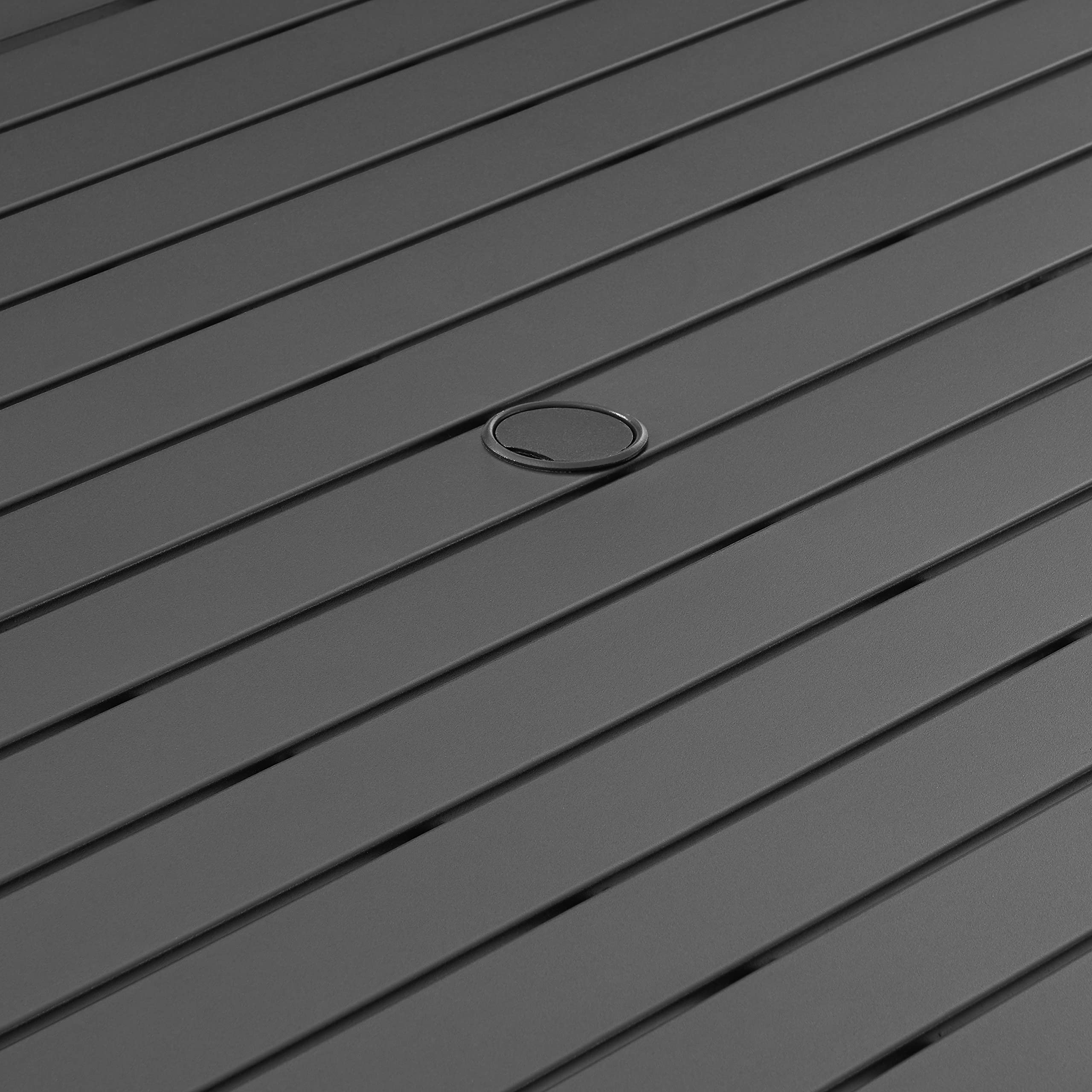 Crosley Furniture Hansen 6-Person Rectangular Outdoor Dining Table with Umbrella Hole for Outside Patio, Matte Black - Image 9