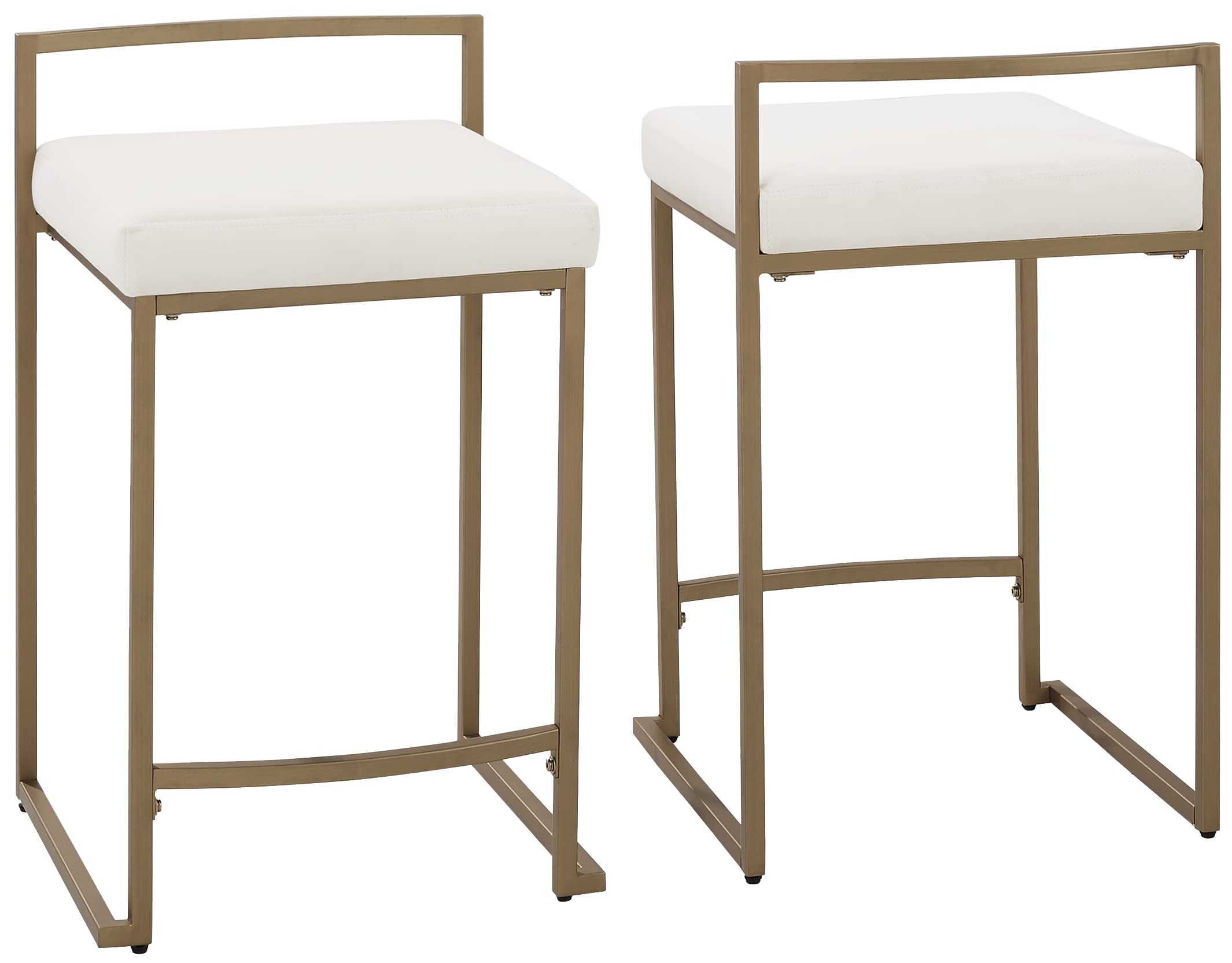Crosley Furniture Harlowe Upholstered Seat Counter Height Bar Stools Set of 2, Kitchen and Dining, Crème and Gold - Image 4