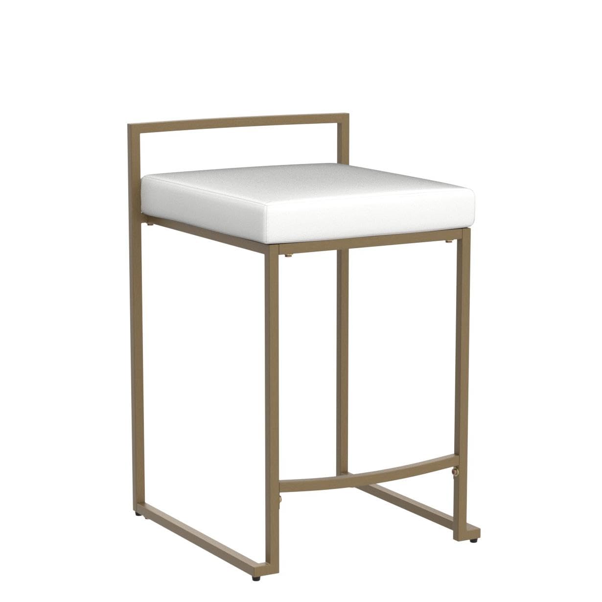 Crosley Furniture Harlowe Upholstered Seat Counter Height Bar Stools Set of 2, Kitchen and Dining, Crème and Gold - Image 6