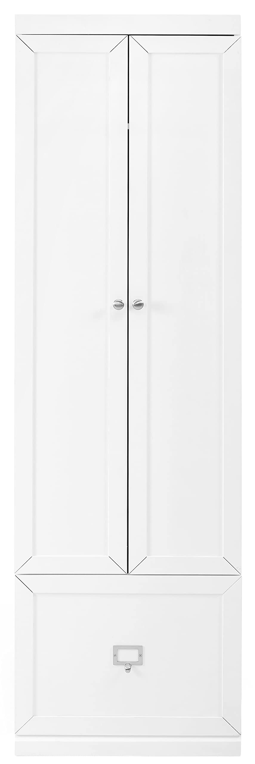 Crosley Furniture Harper Convertible Storage Cabinet with Coat Rack Hooks for Hanging, White - Image 4