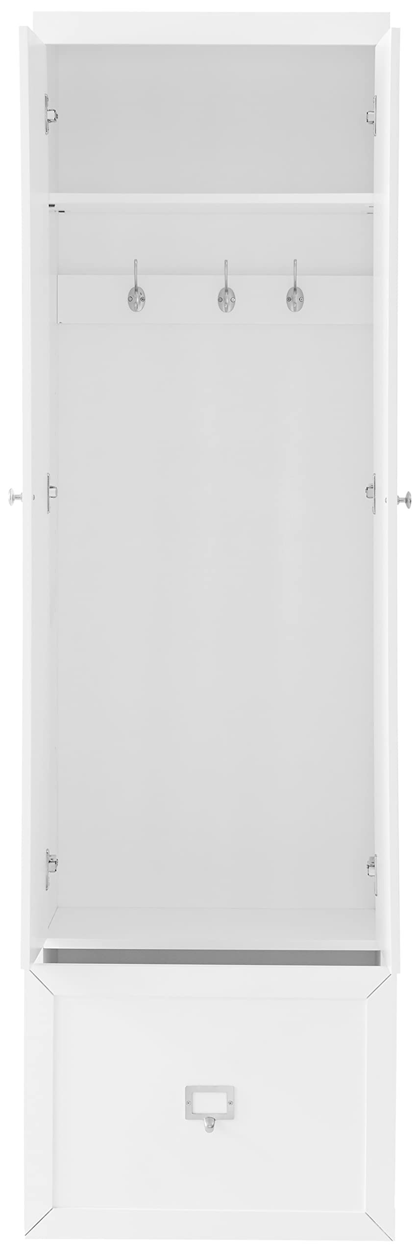 Crosley Furniture Harper Convertible Storage Cabinet with Coat Rack Hooks for Hanging, White - Image 6