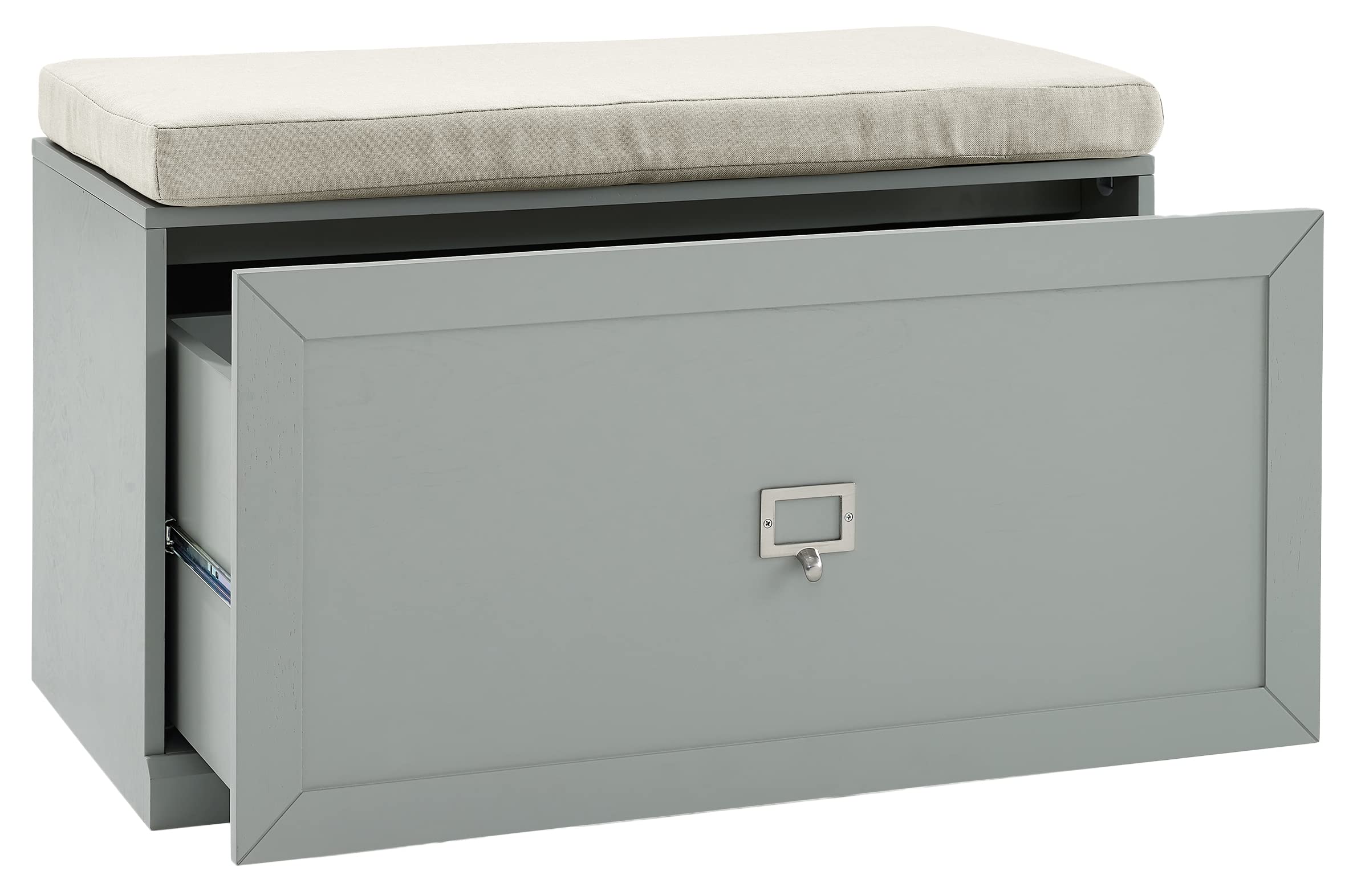Crosley Furniture Harper Entryway Storage Bench with Shoe Rack Organizer Drawer, Gray - Image 5